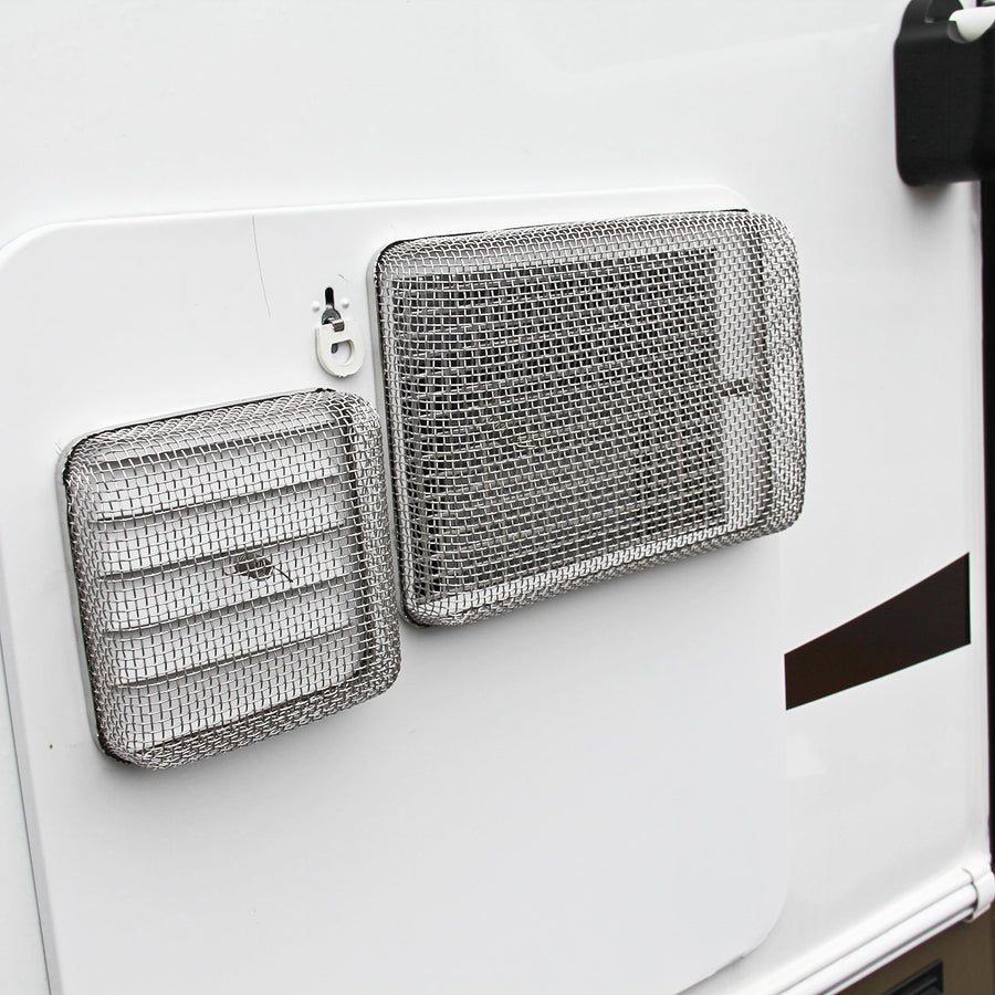 Camco Insect Flying Screen- Protects The Water Heater Vents from Flying Insect Nests, Stainless Steel Mesh, WH 500 -(42145),6" X 8.5" X 1.3", White
