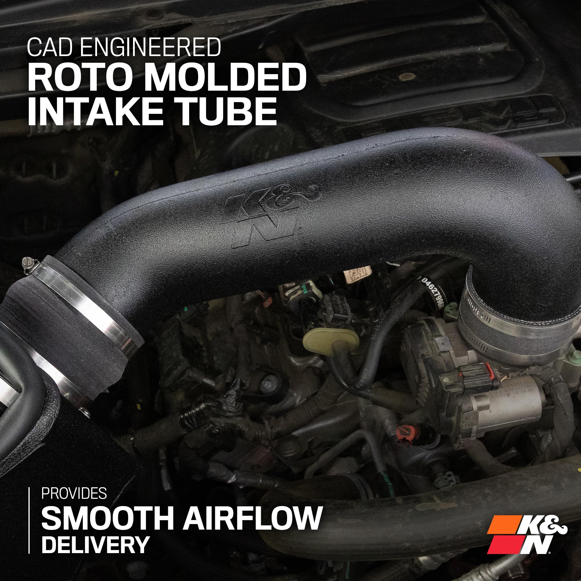 Cold Air Intake System K&N: Dry-Flow Air Filter, Increase Performance & Towing: Compatible with 2019-2024 RAM 1500, 30-1578