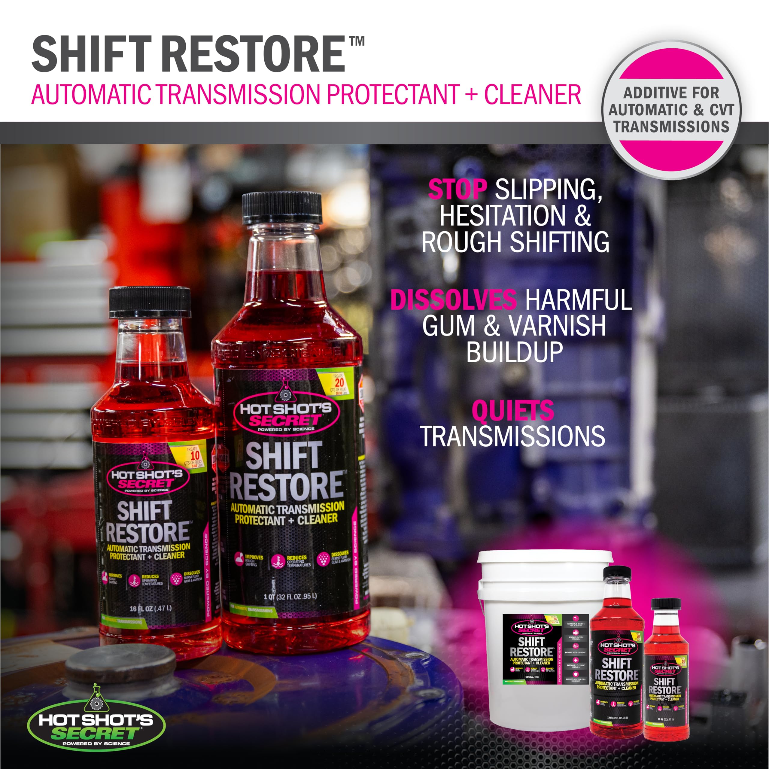 HSSTSE32Z Hot Shot's Secret Shift Restore Automatic Transmission Additive 32 Fluid Ounce Bottle