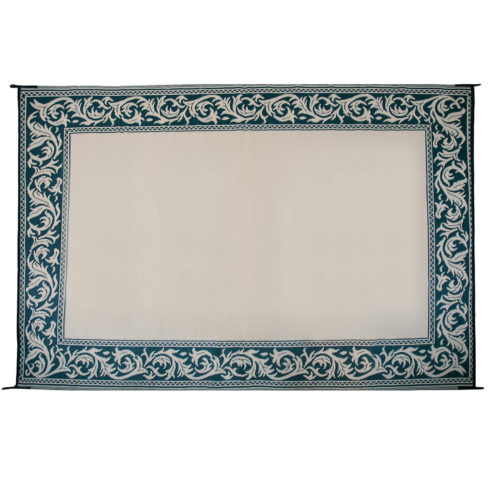 Camping Stylish RA4 9-Feet x 12-Feet RV Reversible Outdoor Mat, Green/Beige Classical Patio Mat