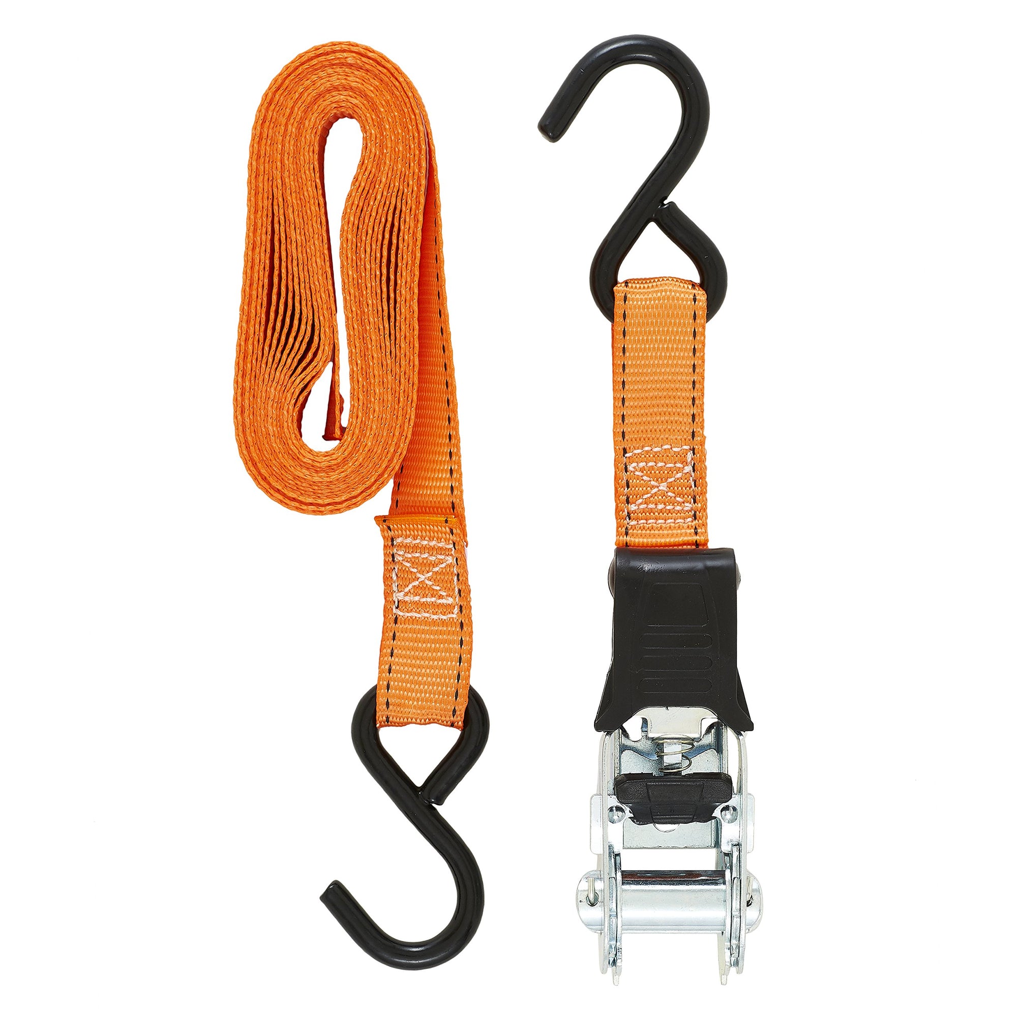 1” x 14' High Tension Ratchet Tie-Down Keeper with S Hooks, 4 Pack - 400 lbs. Working Load Limit