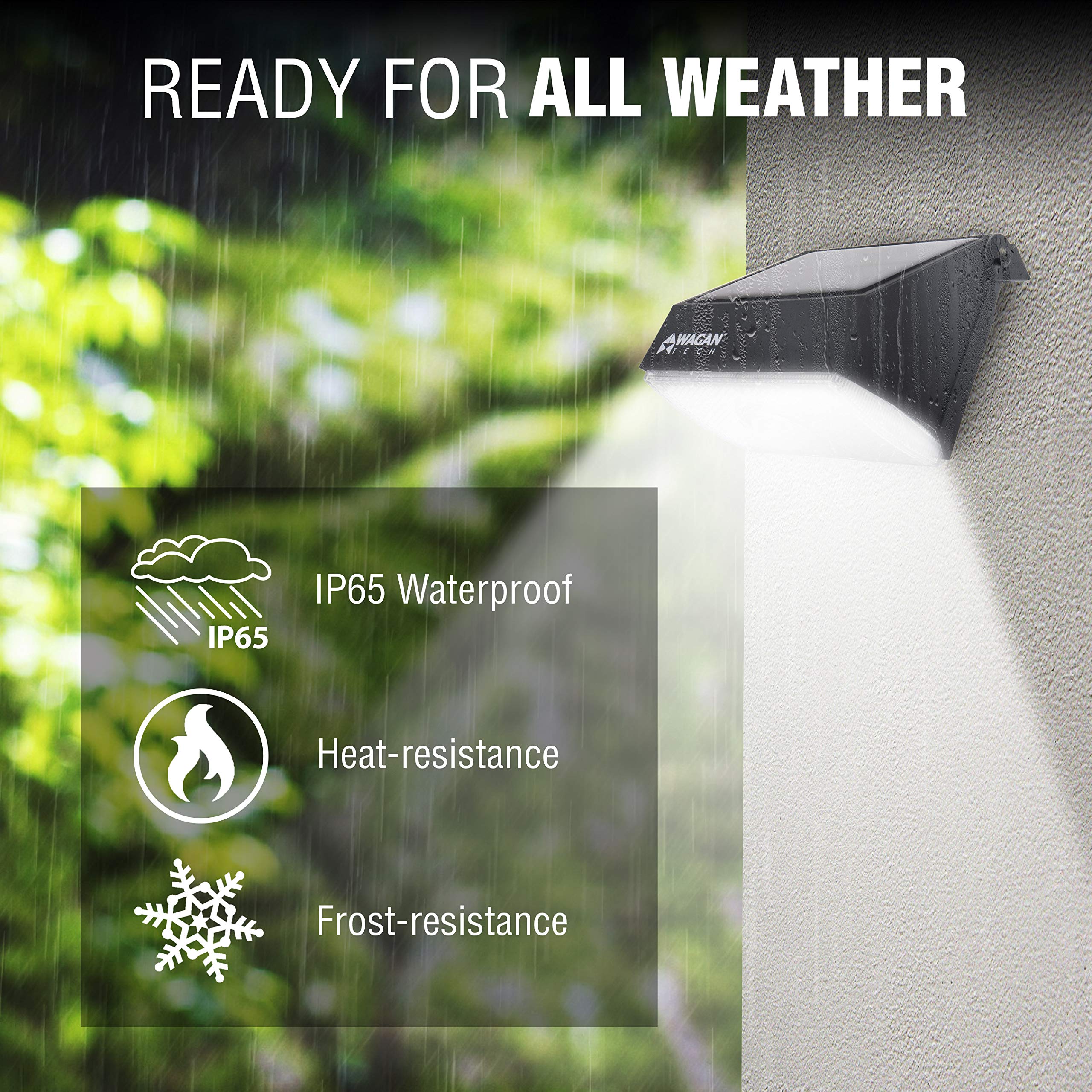 Wagan 1000 Lumens EL8570 Outdoor LED Solar Wall Light Waterproof Motion Detected Light, Black