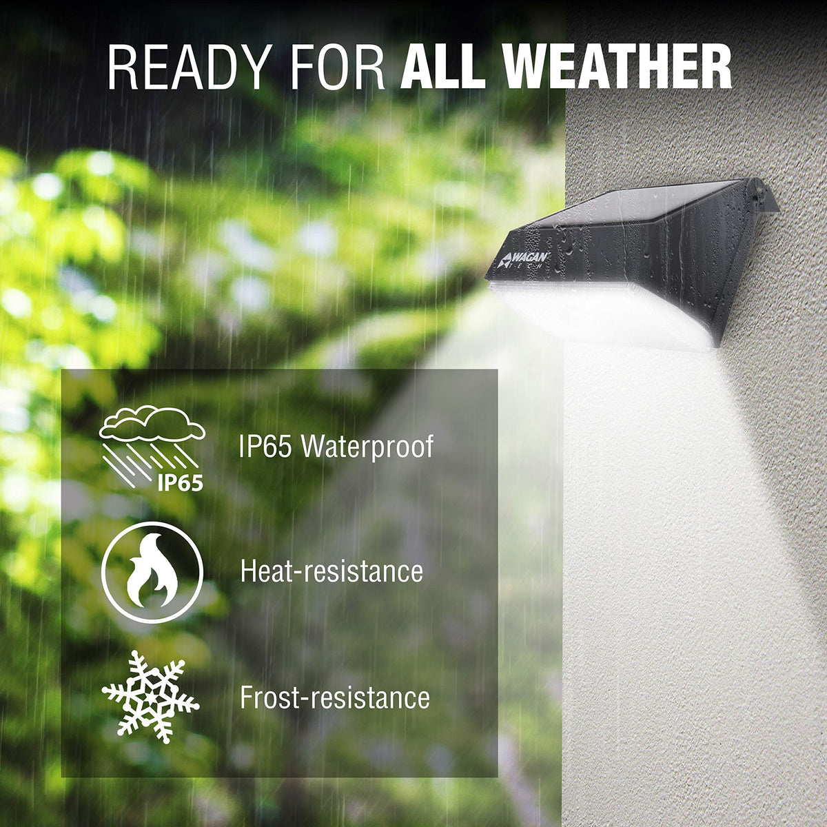 Wagan 1000 Lumens EL8570 Outdoor LED Solar Wall Light Waterproof Motion Detected Light, Black