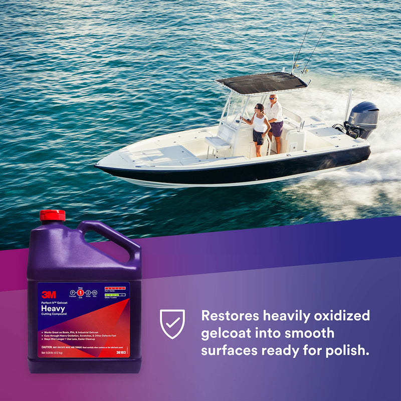 3M Perfect-It Heavy Cutting Compound Gelcoat, 36103, 1 Gallon, Fiberglass Oxidation Remover for Boats and RVs