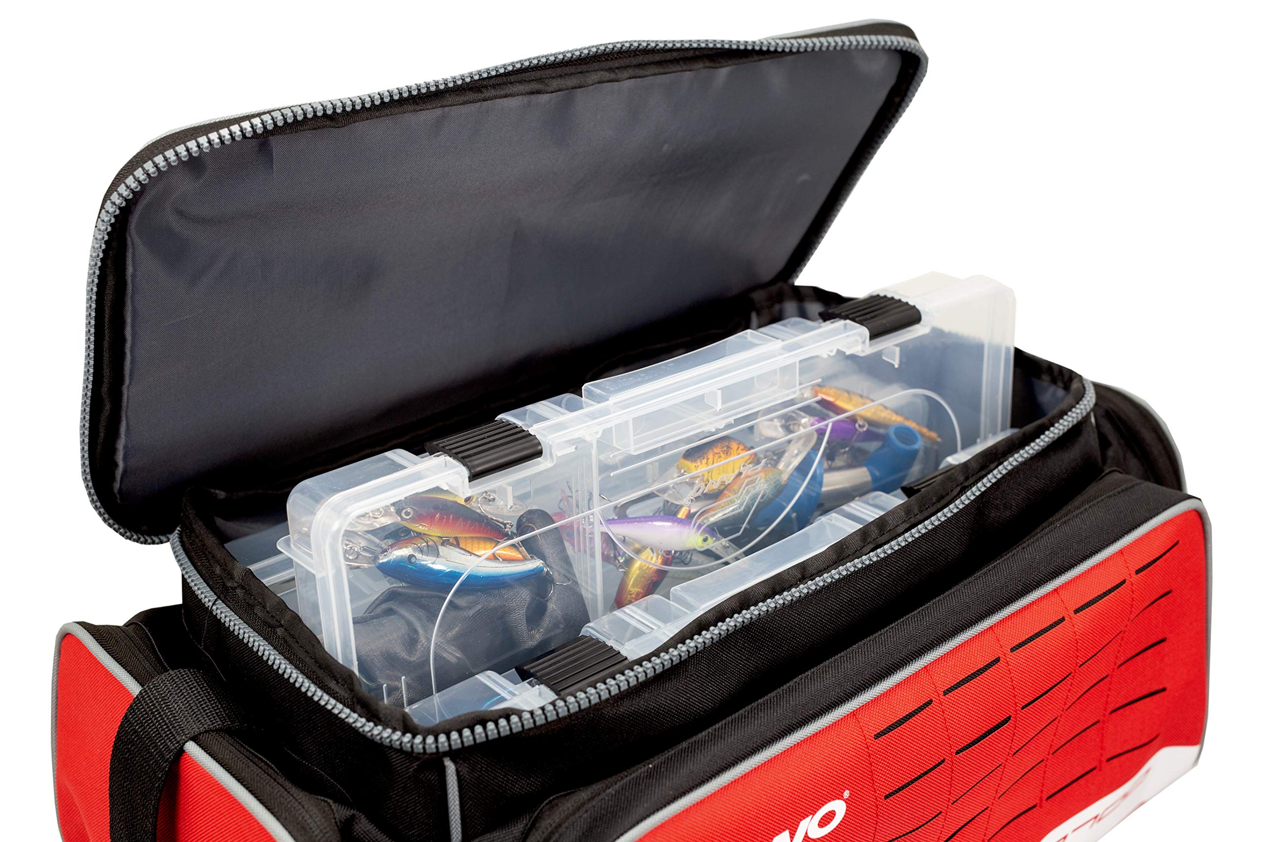 Plano 3700 Weekend Series Deluxe Tackle Case, Large, Red Fabric, Includes 2 Stowaway Utility Storage Boxes, Soft Fishing Tackle Bag, Premium Storage