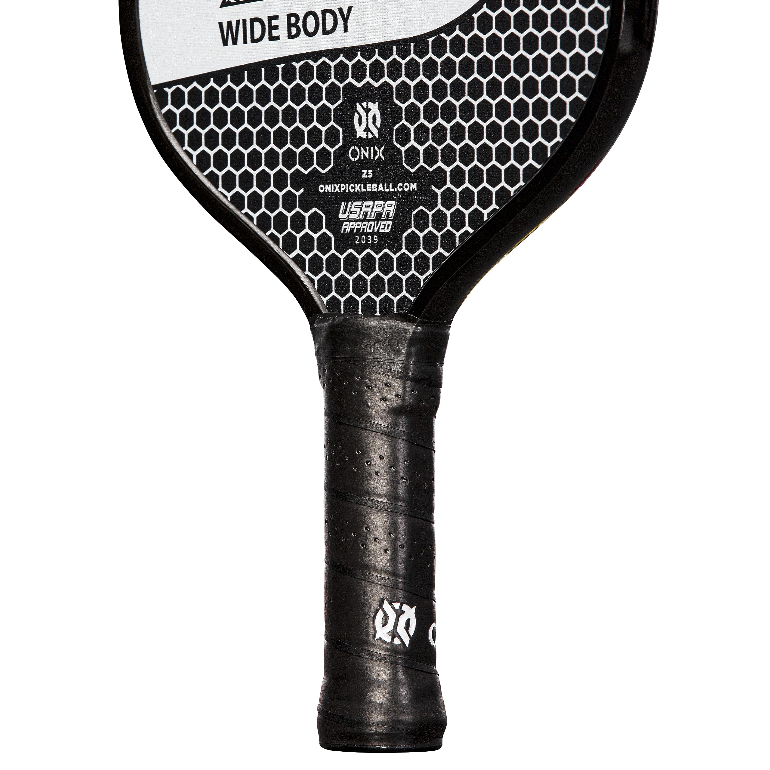 Graphite ONIX Z5 Pickleball Paddle (Graphite Carbon Fiber Face with Rough Texture Surface, Cushion Comfort Grip and Nomex Honeycomb Core for Touch, Control, and Power),White