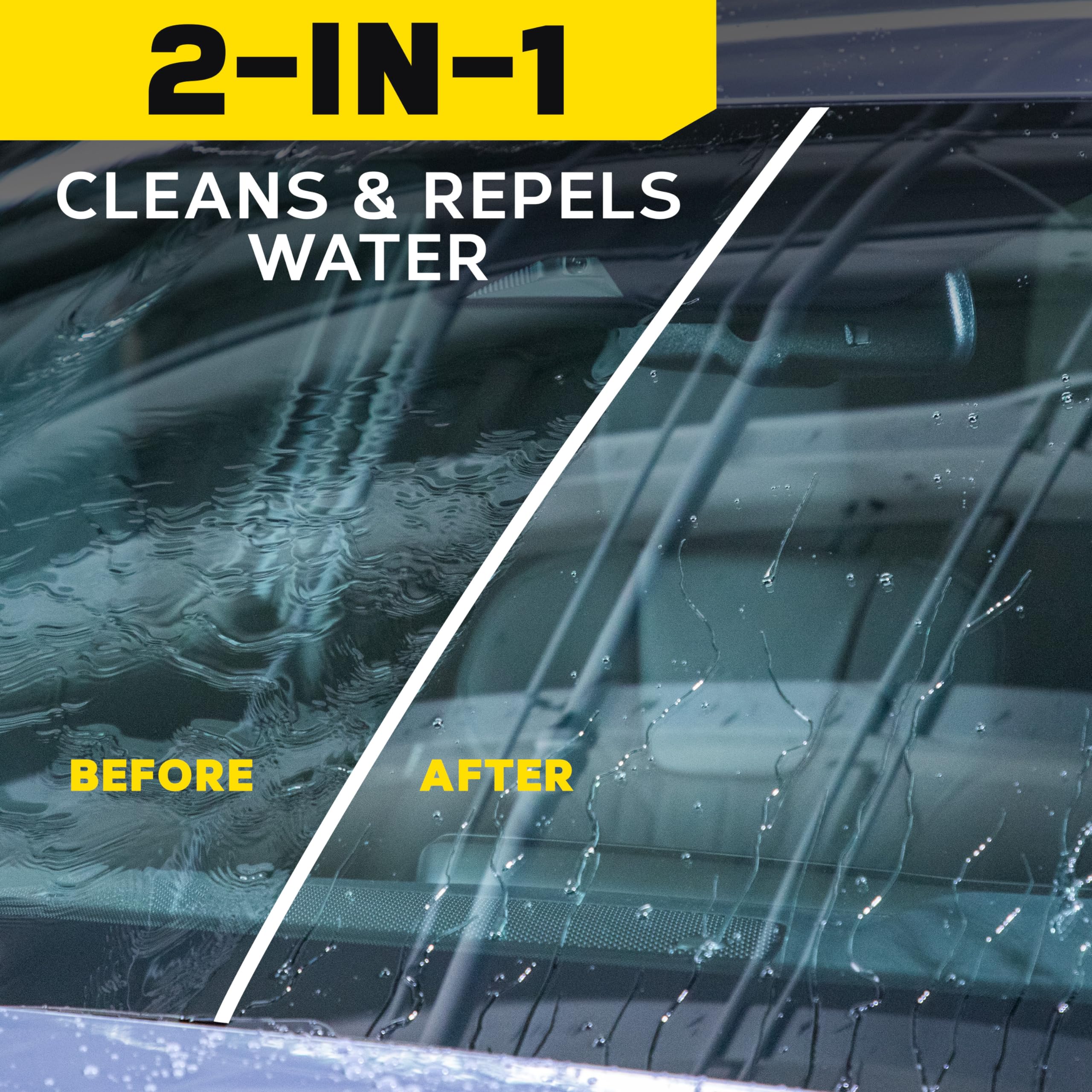 Ultimate Glass Cleaner & Water Repellent Meguiar's - Premium Glass and Window Cleaner for Quick Cleaning with Hydrophobic Technology that Acts as a Rain Repellent Improving Visibility in Rain - 16oz