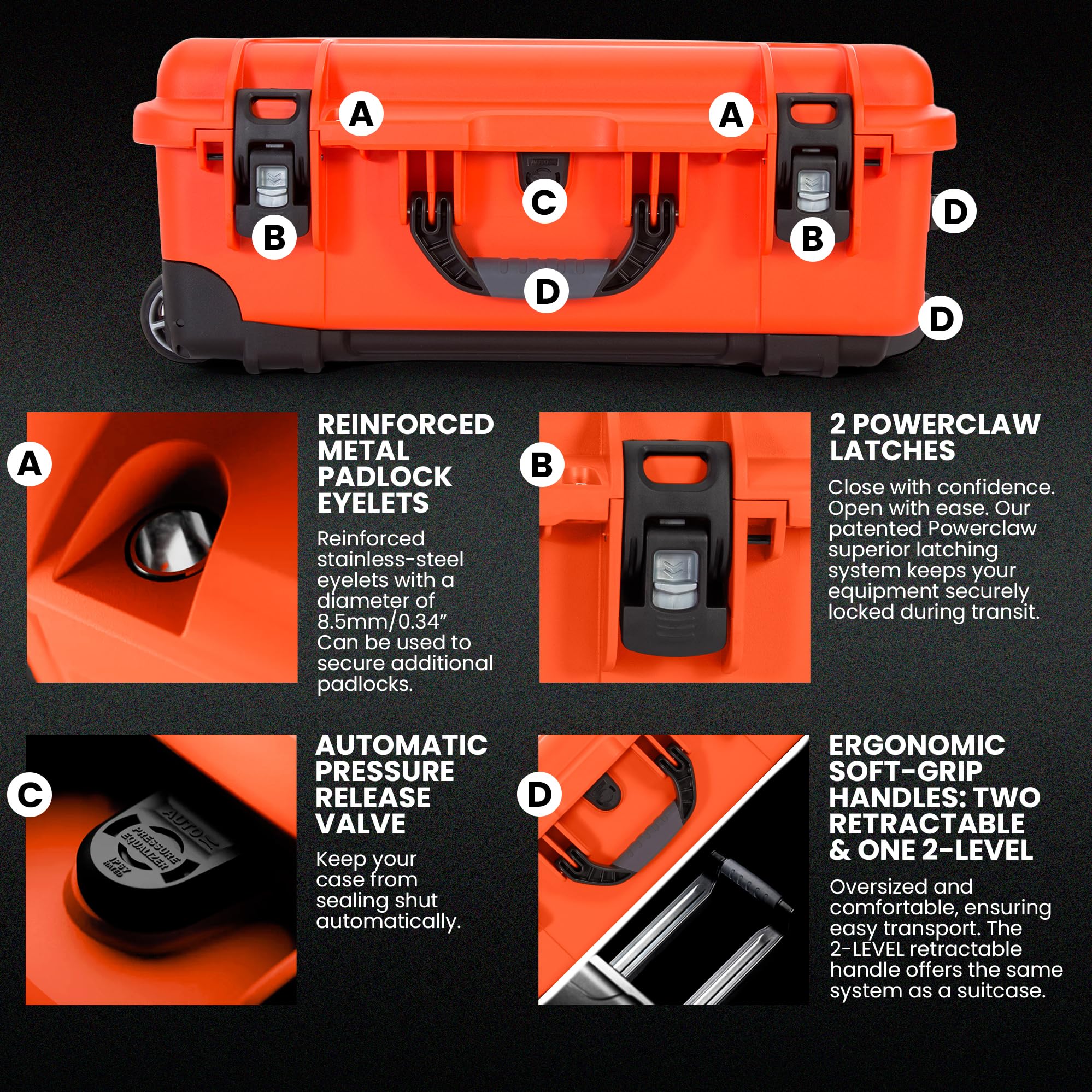 Pro Photo Kit NANUK 935 – Waterproof Travel Camera Hard Case with Padded Dividers and Wheels, 22” x 14” x 9” - Dustproof and Impact Resistant, Airline Carry-On Approved – Orange