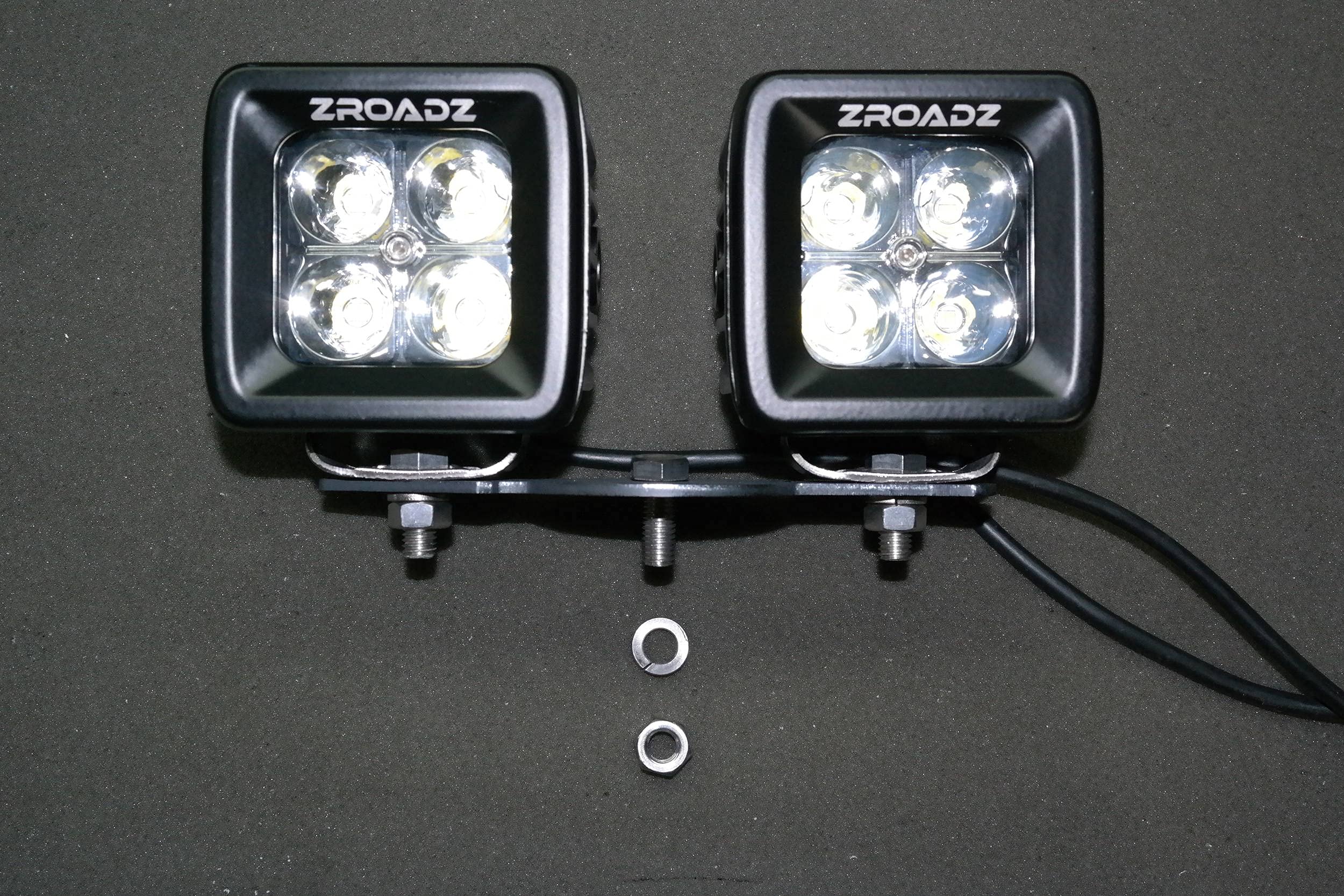 Hood Hinge Adapter Plate ZROADZ to mount (4) 3 Inch LED Pod Lights to Hood Hinge Bracket - PN #Z360002, Black