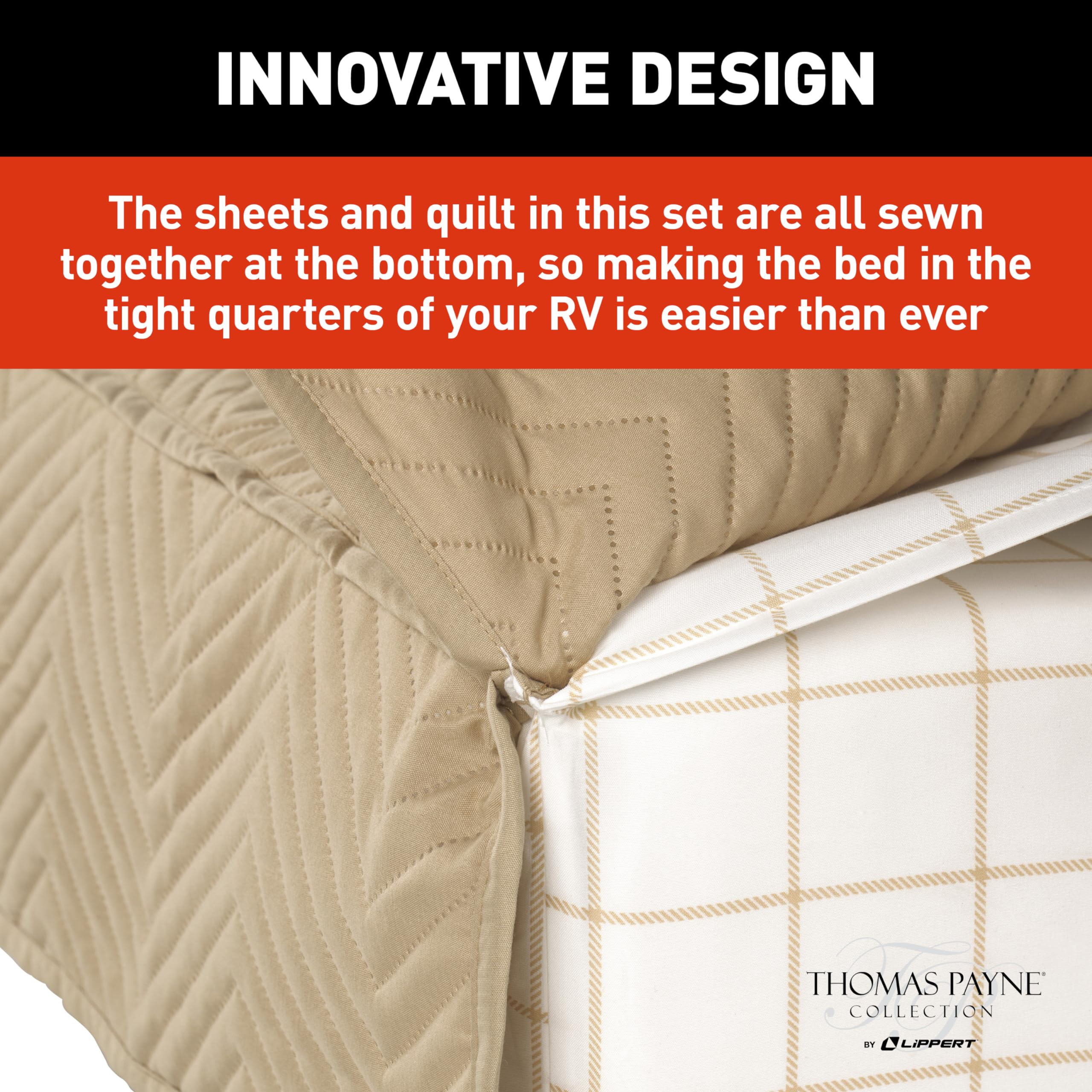 Easy Zzzs™ Lippert RV Bedding Set - Short Queen, Tan Brown
