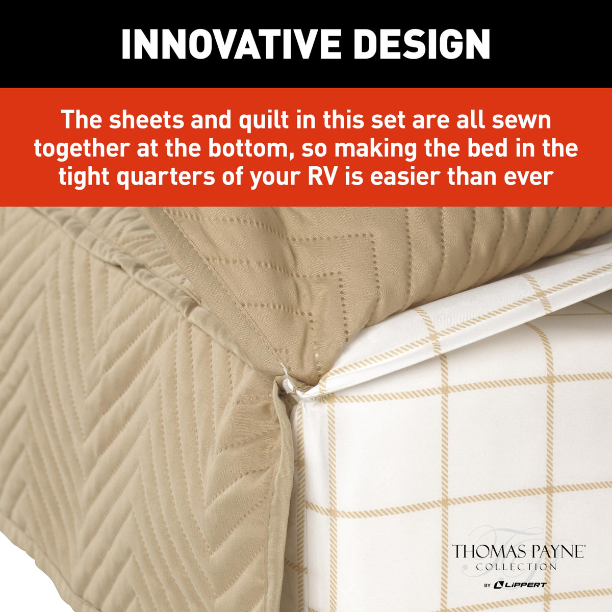 RV Bedding Set Easy Zzzs™ - Narrow King, Tan