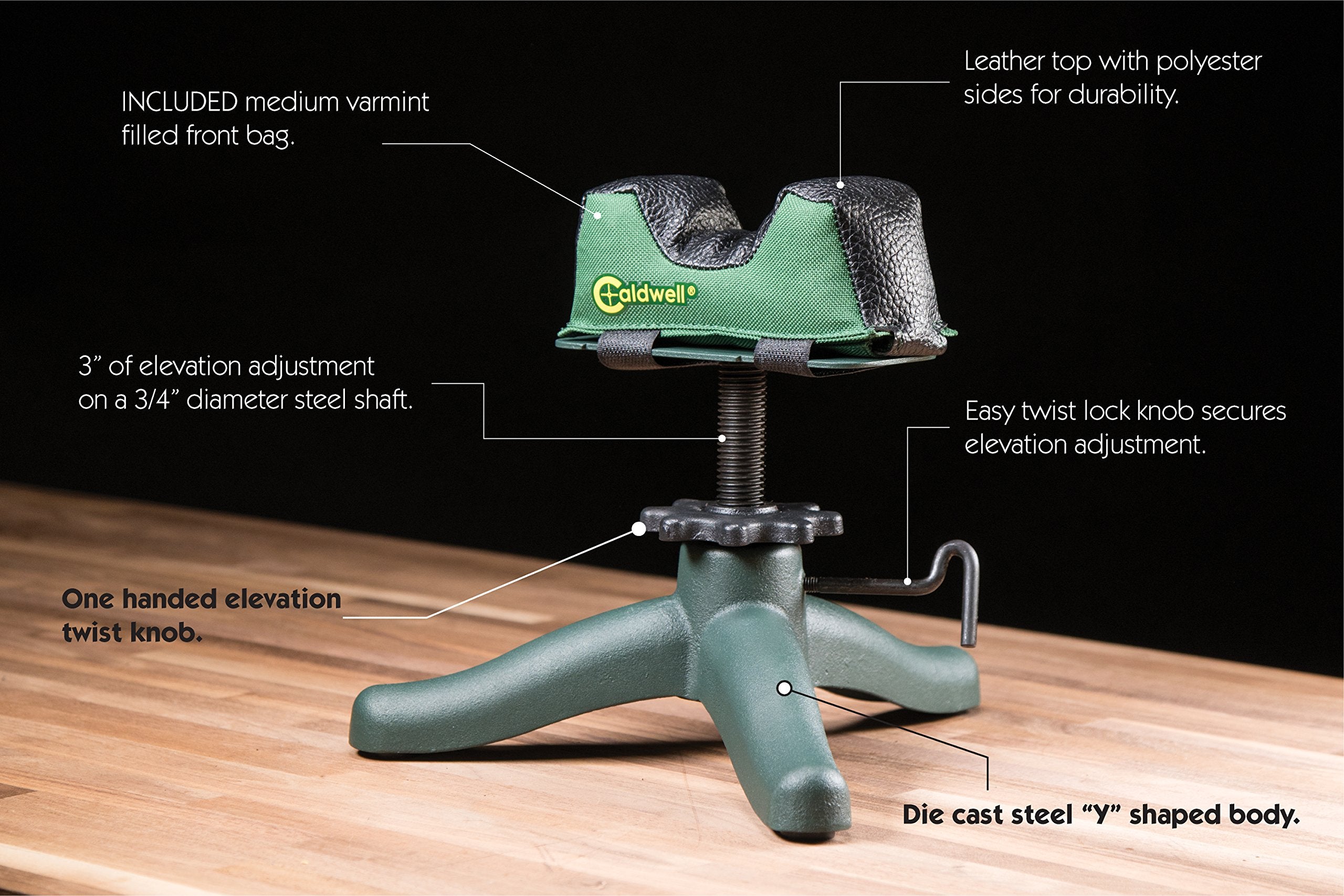Caldwell The Jr. Rock with Durable Construction and Elevation Adjustments for Range, Sight In and Precision Shooting