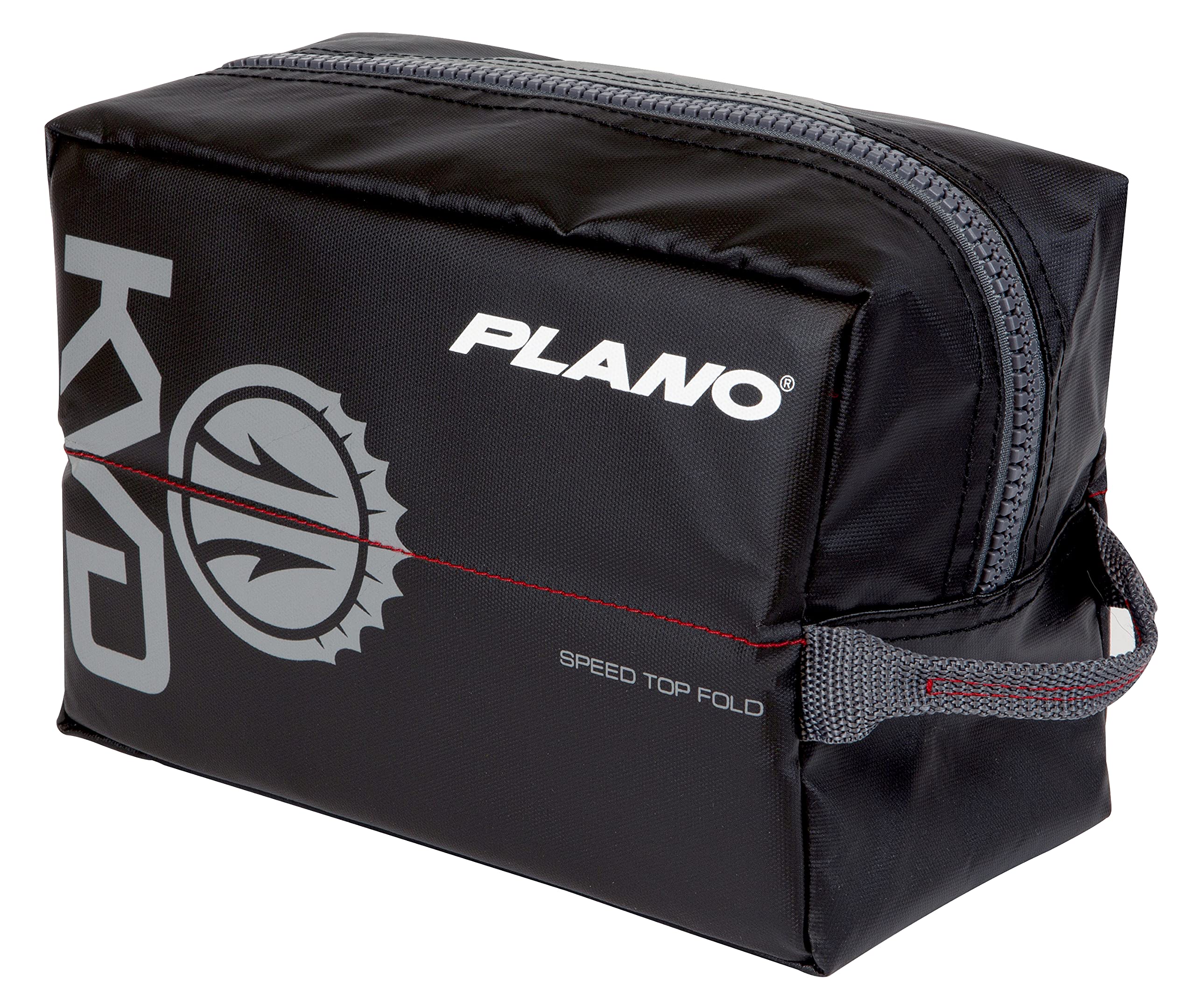 Plano Speedbag KVD Wormfile Signature Series, Small, Black TPE Coated Fabric with Red Interior, Water-Resistant Soft Fishing Storage for Baits & Worms