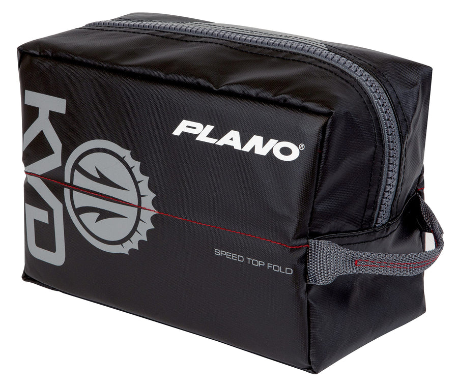 Plano Speedbag KVD Wormfile Signature Series, Small, Black TPE Coated Fabric with Red Interior, Water-Resistant Soft Fishing Storage for Baits & Worms