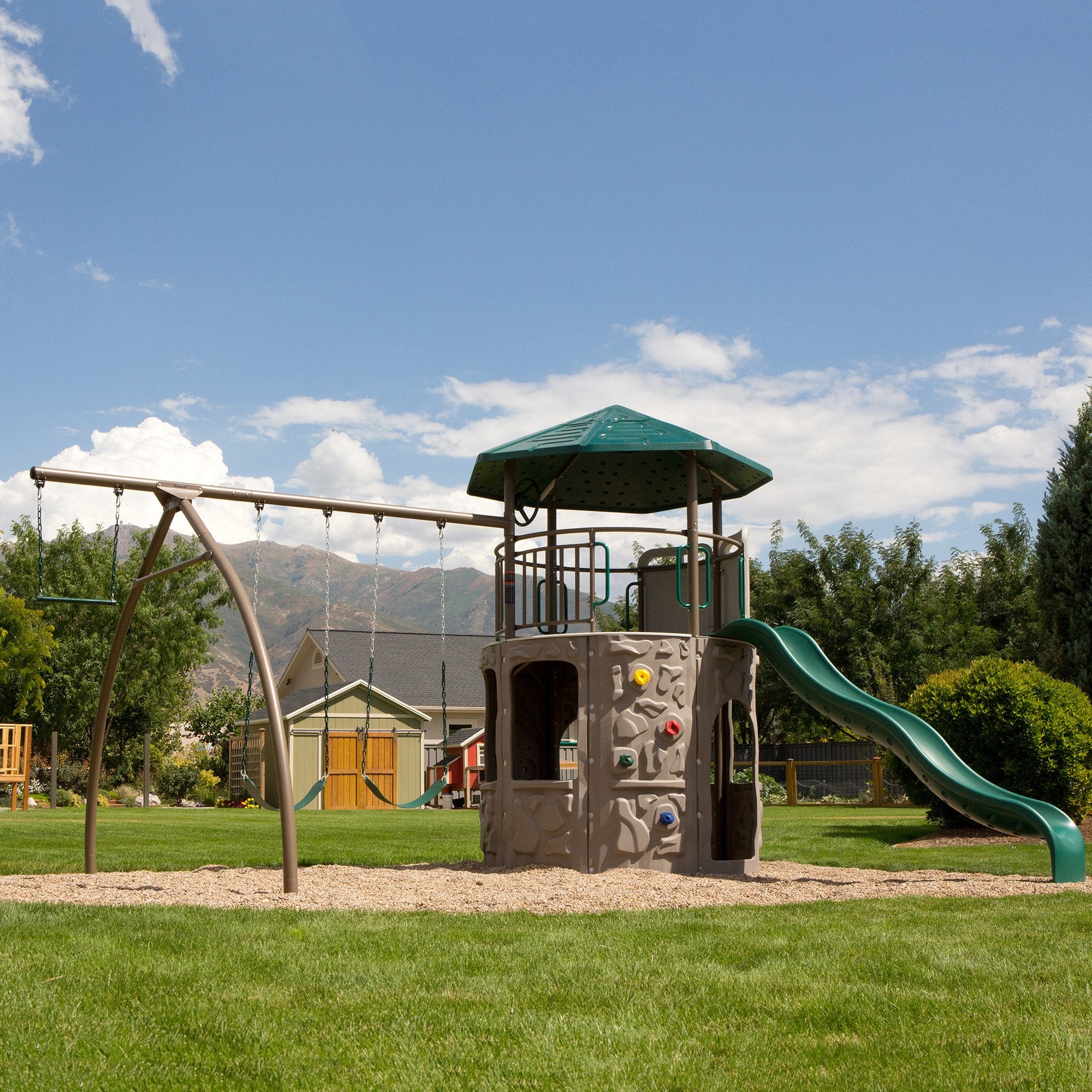 Adventure Tower Lifetime 290633 Swing Set, Earthtone