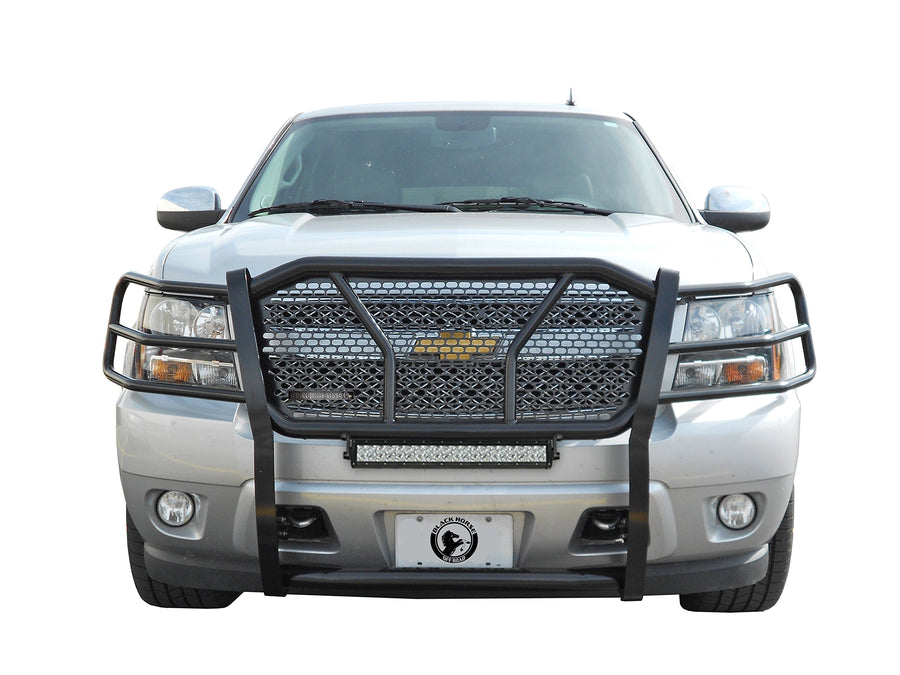 Heavy Duty Black Horse RUGGED Grille Brush Bumper Guard Modular Black Come with 20" Double Row LED Light Compatible with 2007-2013 Chevrolet Silverado 1500-RU-CHSI07-B-KIT