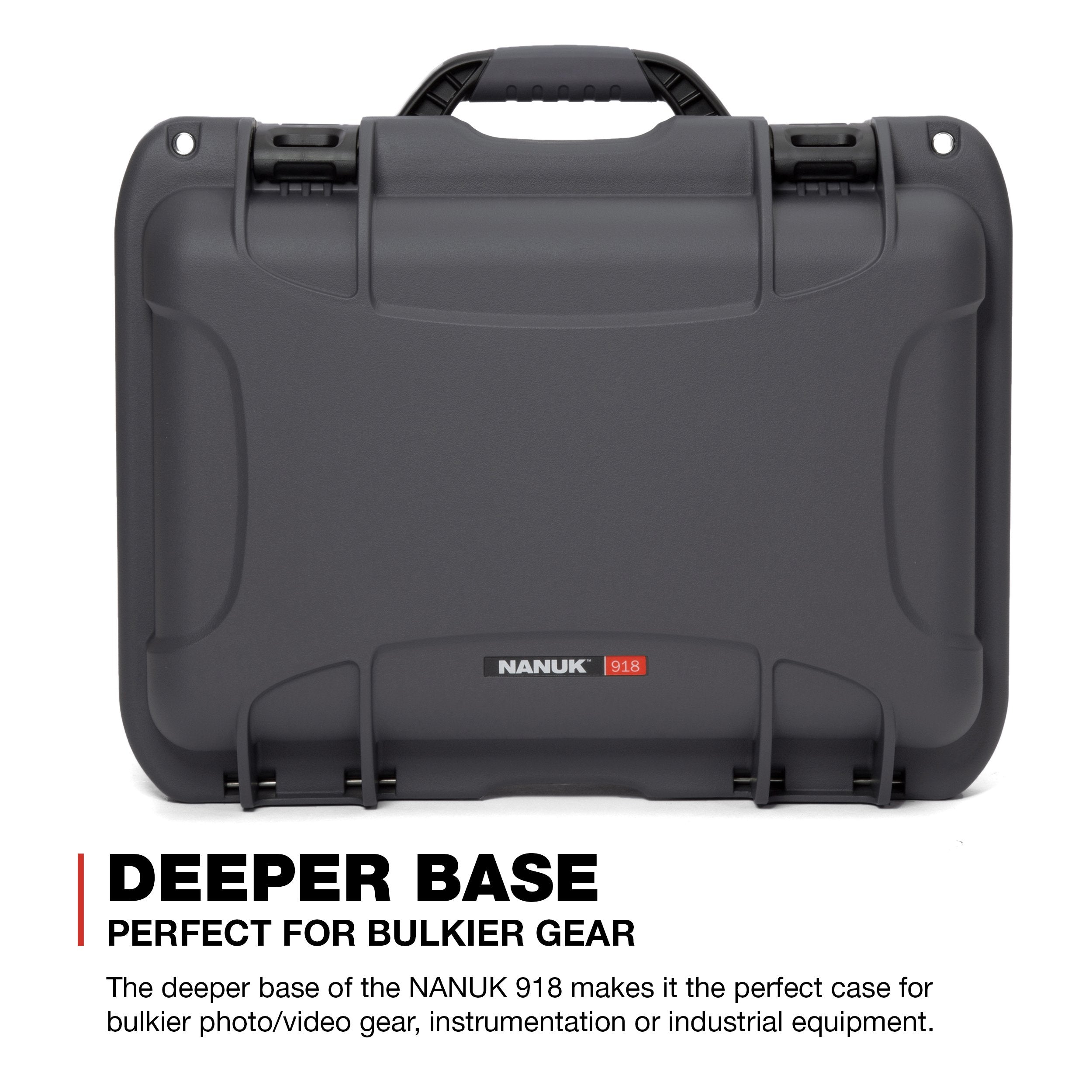 Waterproof Nanuk 918 Hard Case with Lid Organizer and Padded Divider - Graphite
