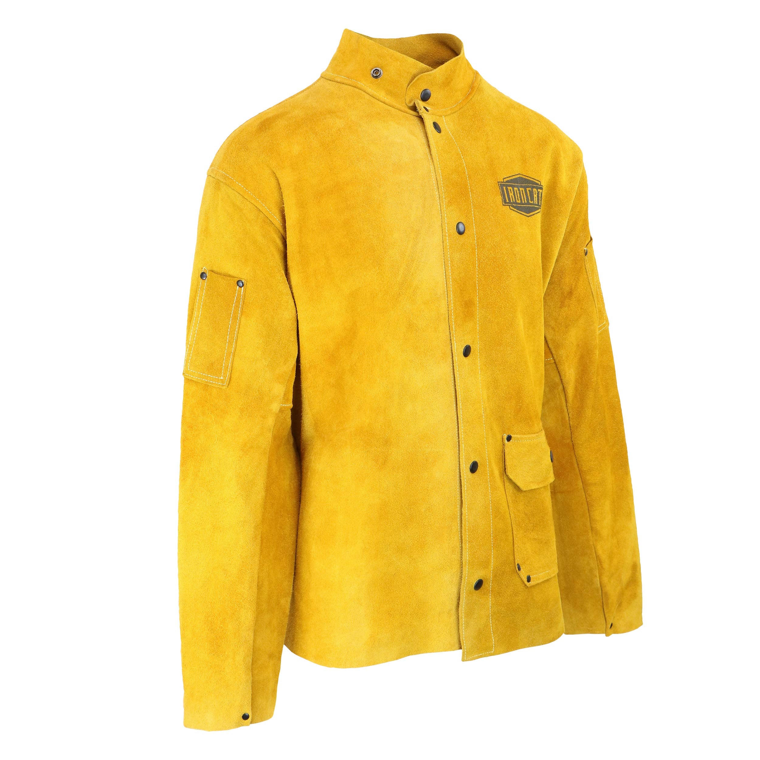 7005 IRONCAT Heat Resistant Split Cowhide Leather Jacket - Medium, Kevlar Thread Stitched Welding Jacket in Golden Yellow. Welding Gears