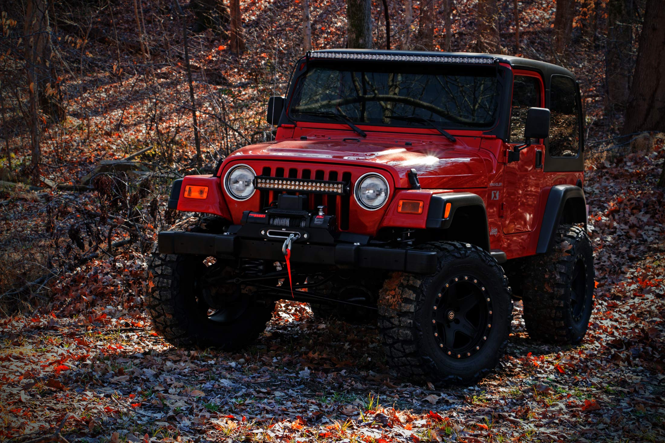 50" Rough Country LED Upper Windshield Kit for 1997-2006 Wrangler TJ - 70503BL