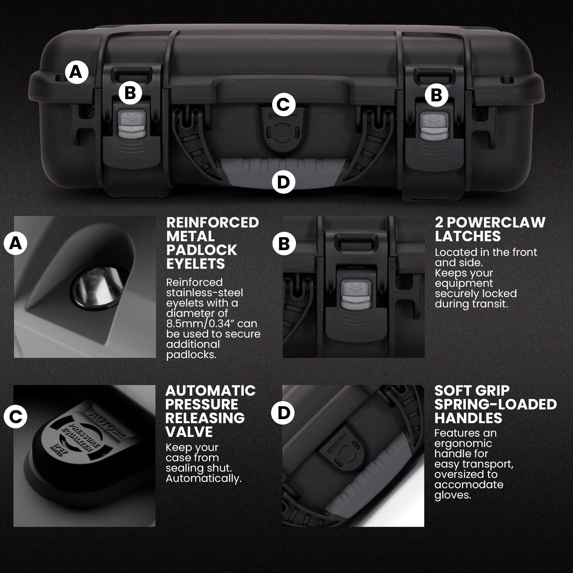 Case NANUK 910 w/Foam for Pistol Optic Ready, Black, Medium, 910S-080BK-0A0-21312