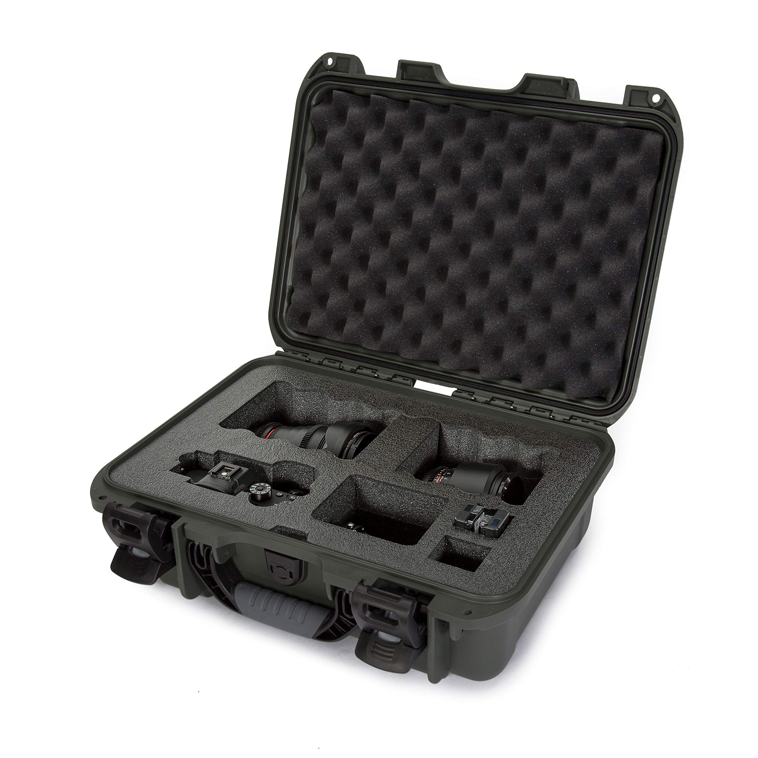 Waterproof Nanuk 920 Hard Case with Custom Foam Insert for Sony A7R Size Camera - Olive