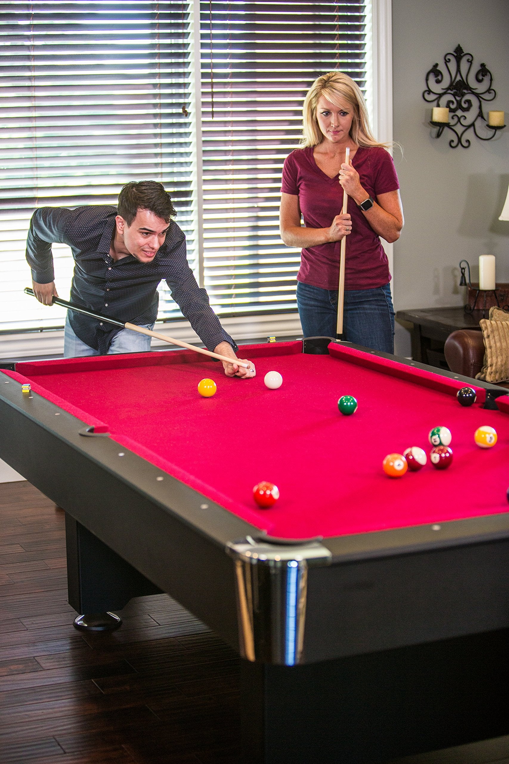 Donovan II Mizerak 8' Billiard Table with 2 Cues, Set of Billiard Balls, Triangle Brush and 2 Chalk