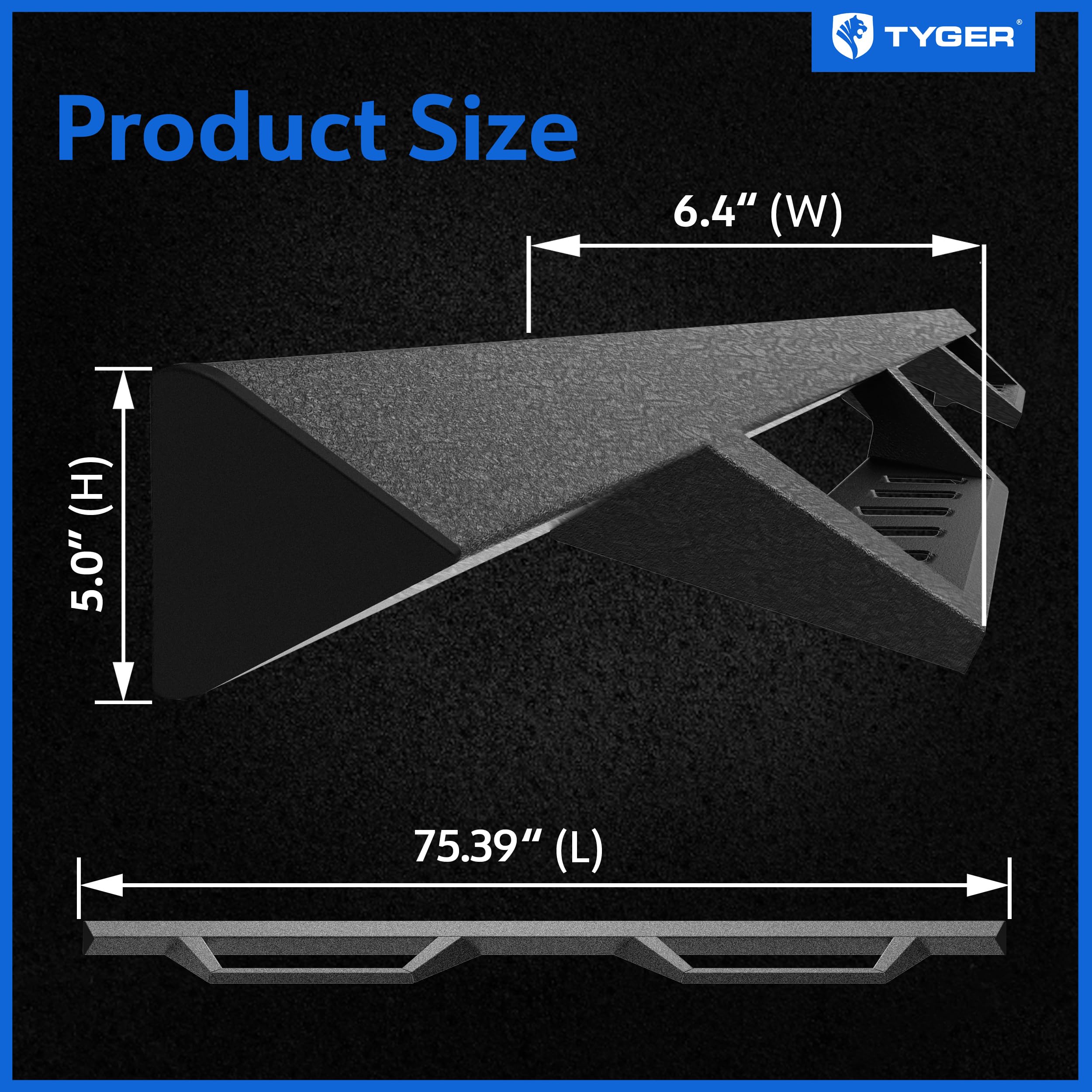 Tyger Auto LanderX Running Board Compatible with Toyota Tacoma 2024-2026 (Fits Hybrid) | Double Cab | TG-LX3T84208 | Drop Step Side Step Rail Nerf Bars