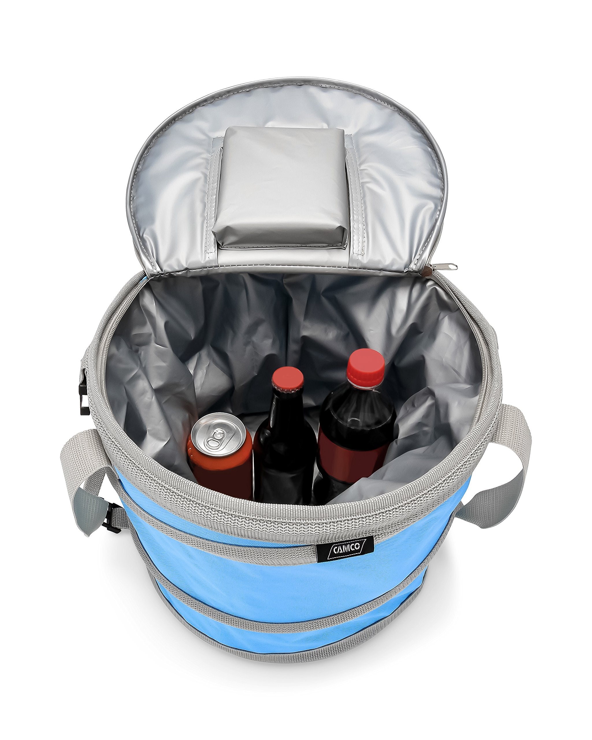 Pop-Up Cooler Camco | Lightweight, Waterproof and Insulated Pops Open for Use and Collapses Flat for Storage | Ideal for The Beach, Pool, Camping, Tailgating and Travel | Blue (51995)