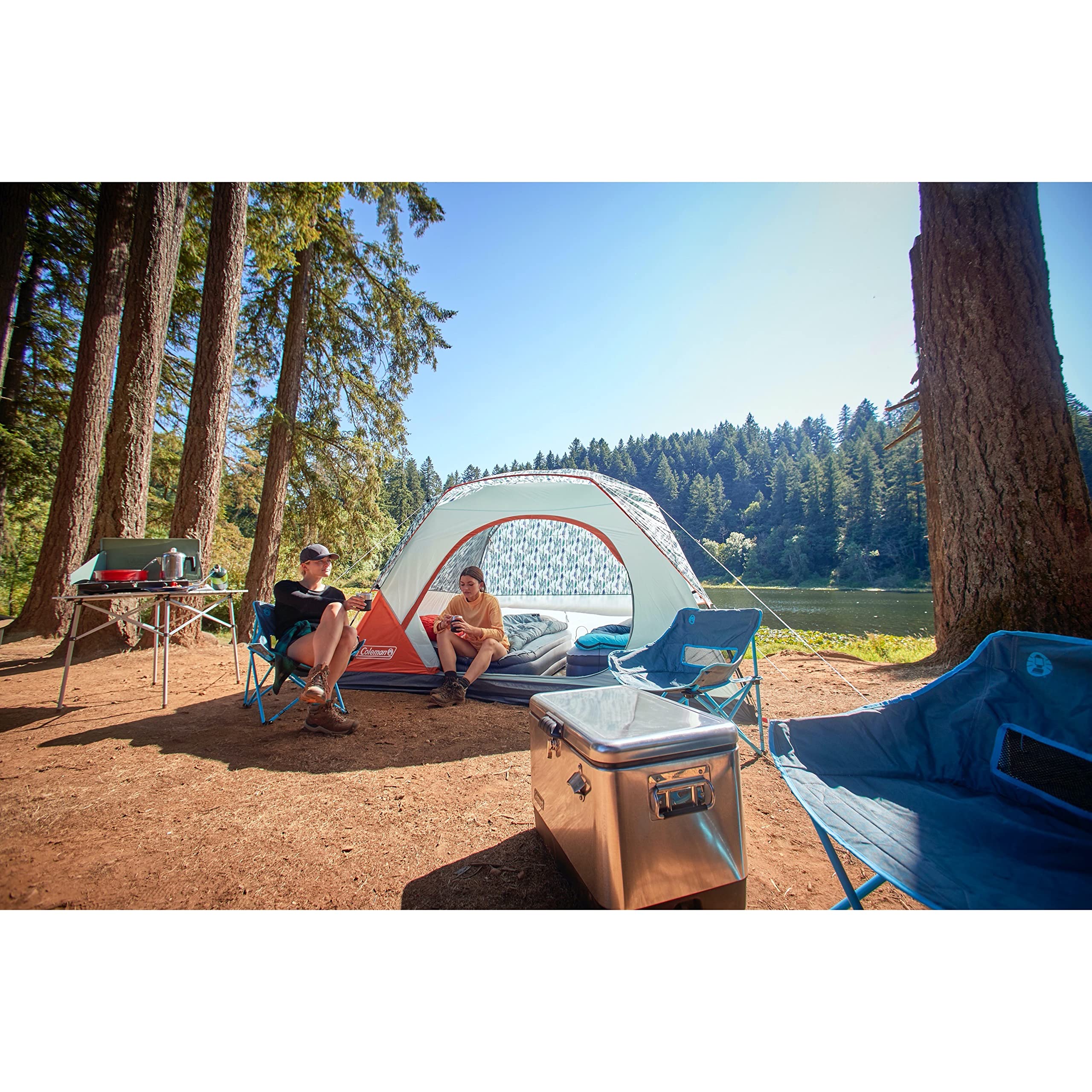 Coleman Tent Skydome with 5 Minute Setup, 2/4/6/8-Person Weatherproof Tent with Rainfly & Carry Bag, 20% More Headroom Than Traditional Canopies