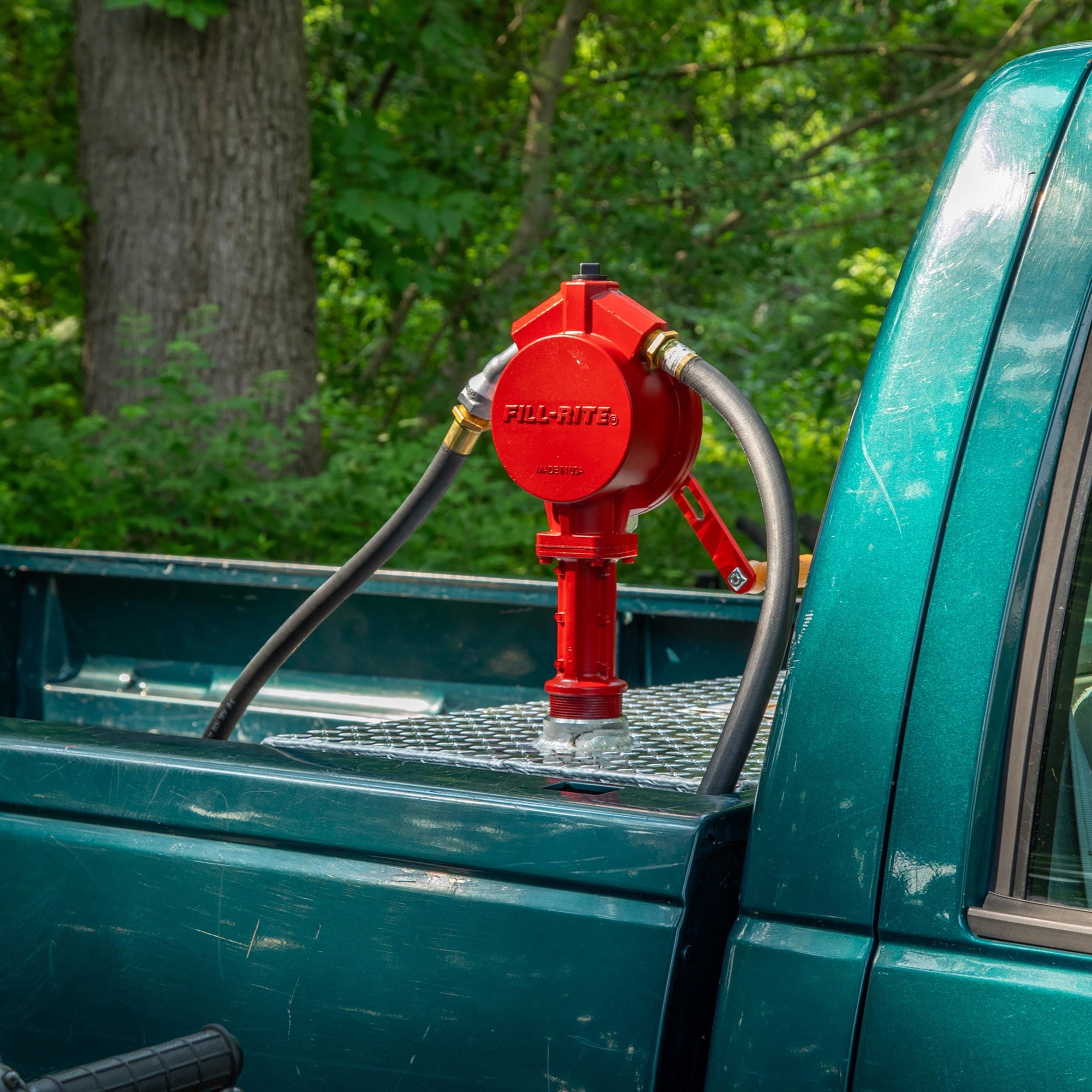 Fill-Rite Fuel Transfer FR112 Rotary Hand Pump w/Discharge Hose, Straight Spout, Vacuum Breaker, & Suction Pipe