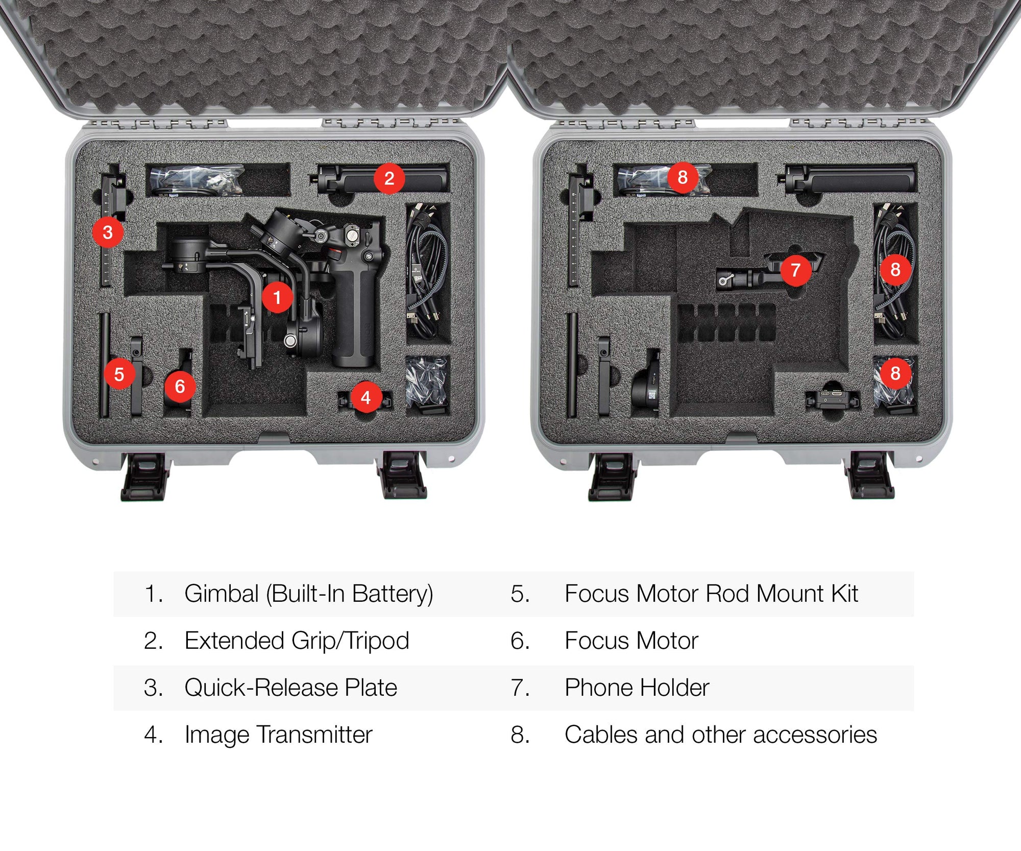 Nanuk Hard Case Waterproof with Foam Insert for DJI Ronin RSC 2 and Pro Combo Version - Silver