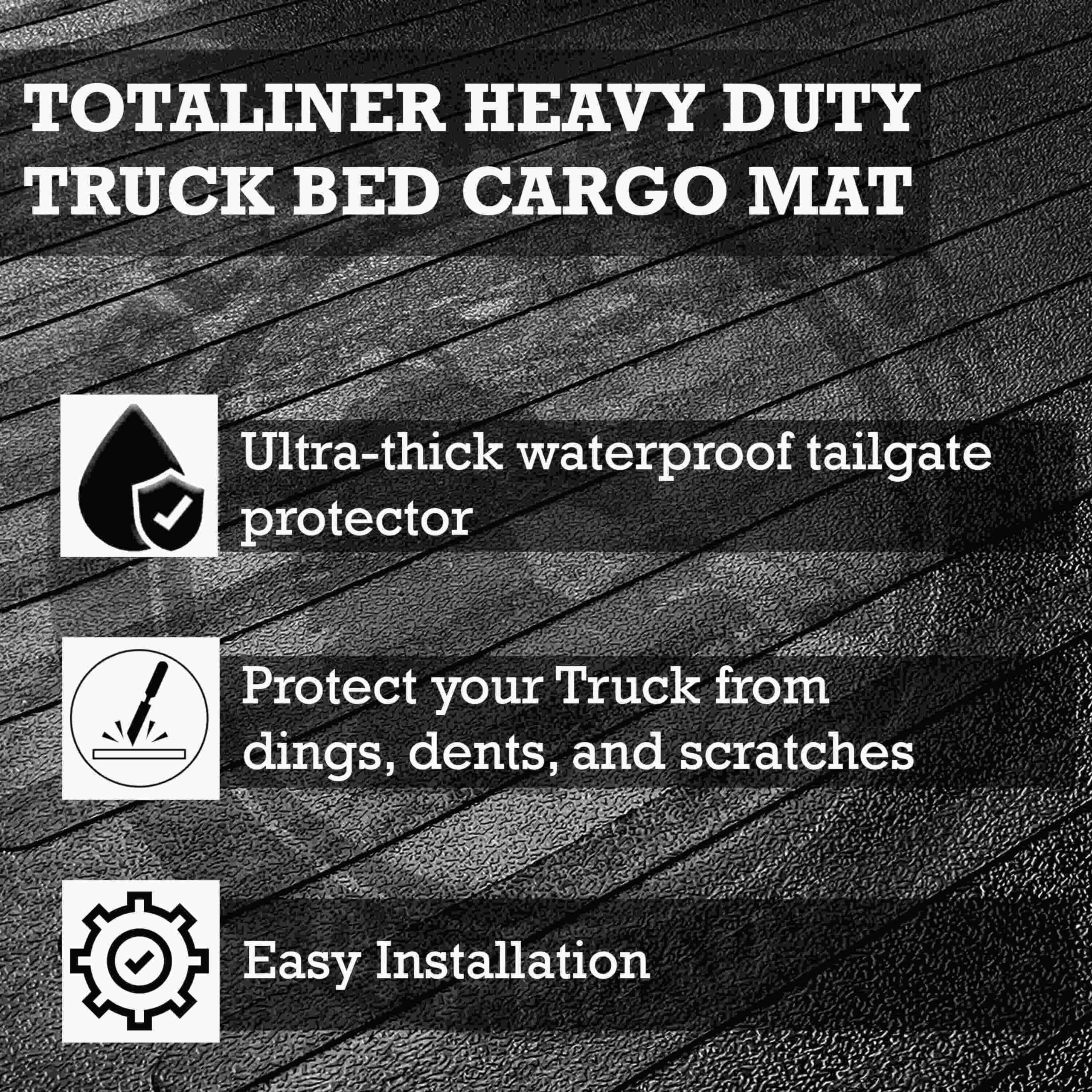 TOTALINER Black Horse 6mm Heavy Duty Rubber Anti-Skid Bed Mat Rug Liner Compatible with 2016-2025 Toyota Tacoma -BMTO10B