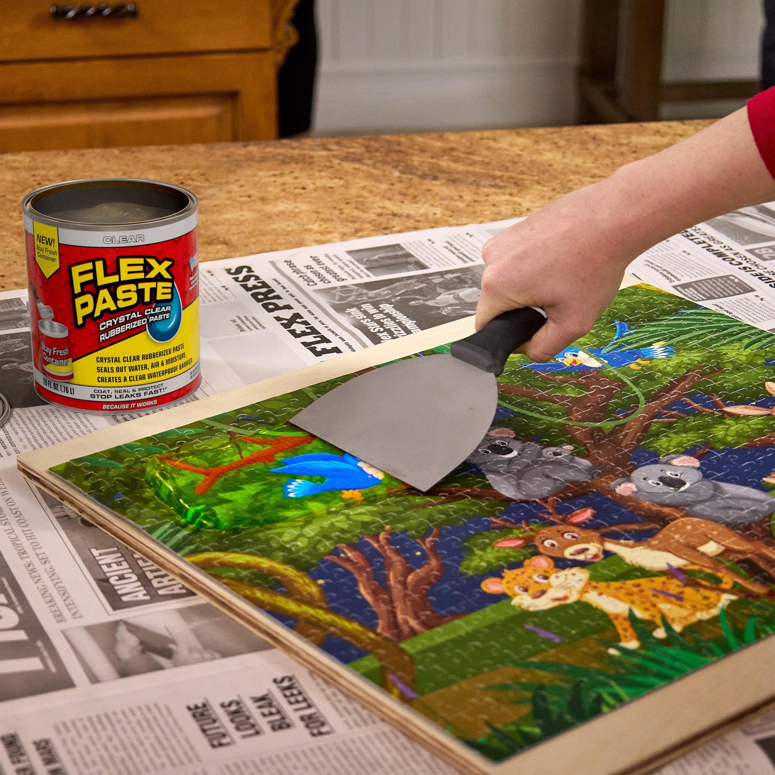 Flex Paste, Paintable Waterproof Putty, Spackle Sealant, Fill Gaps Cracks Holes - Block Out Water and Air - UV Resistant - Walls, Drywall, EPDM, Concrete, Roof, RV Repairs, Clear, Quart