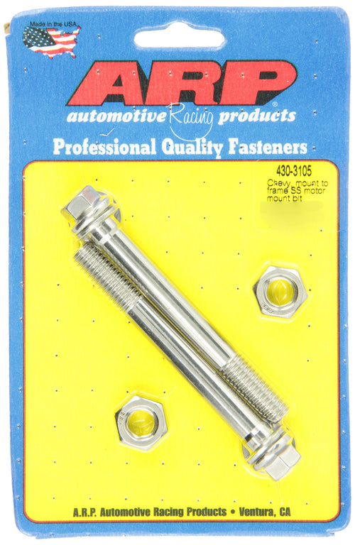 ARP Bolt Kit Motor Mount, Hex Head, Stainless, Polished, Mount to Frame, GM V6 / V8, Pair