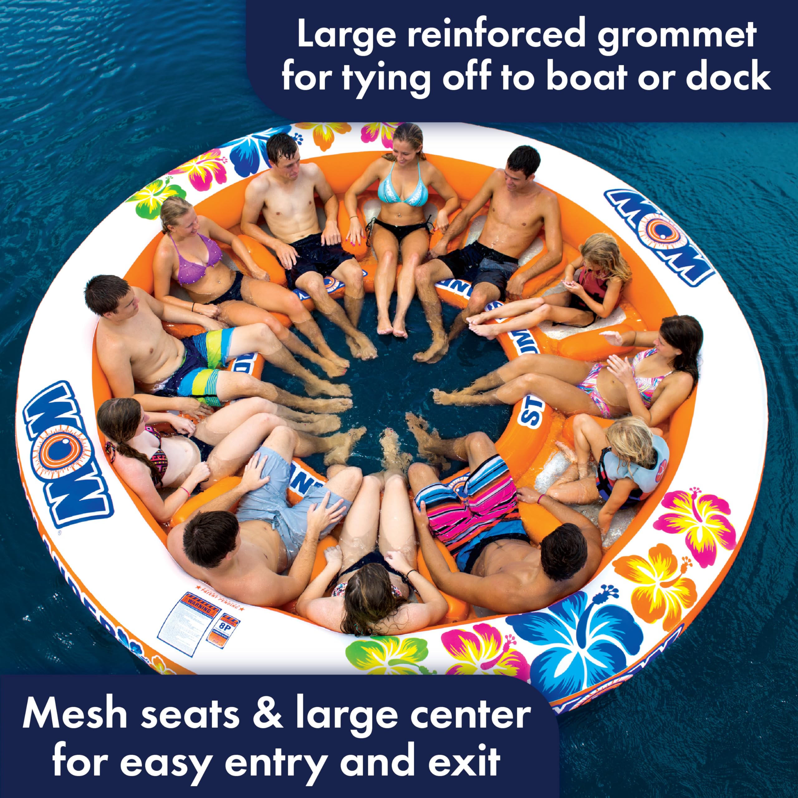 WOW Sports Floating Inflateable Island - Stadium Islander For Up to 12 People - Multiperson Raft for Lake