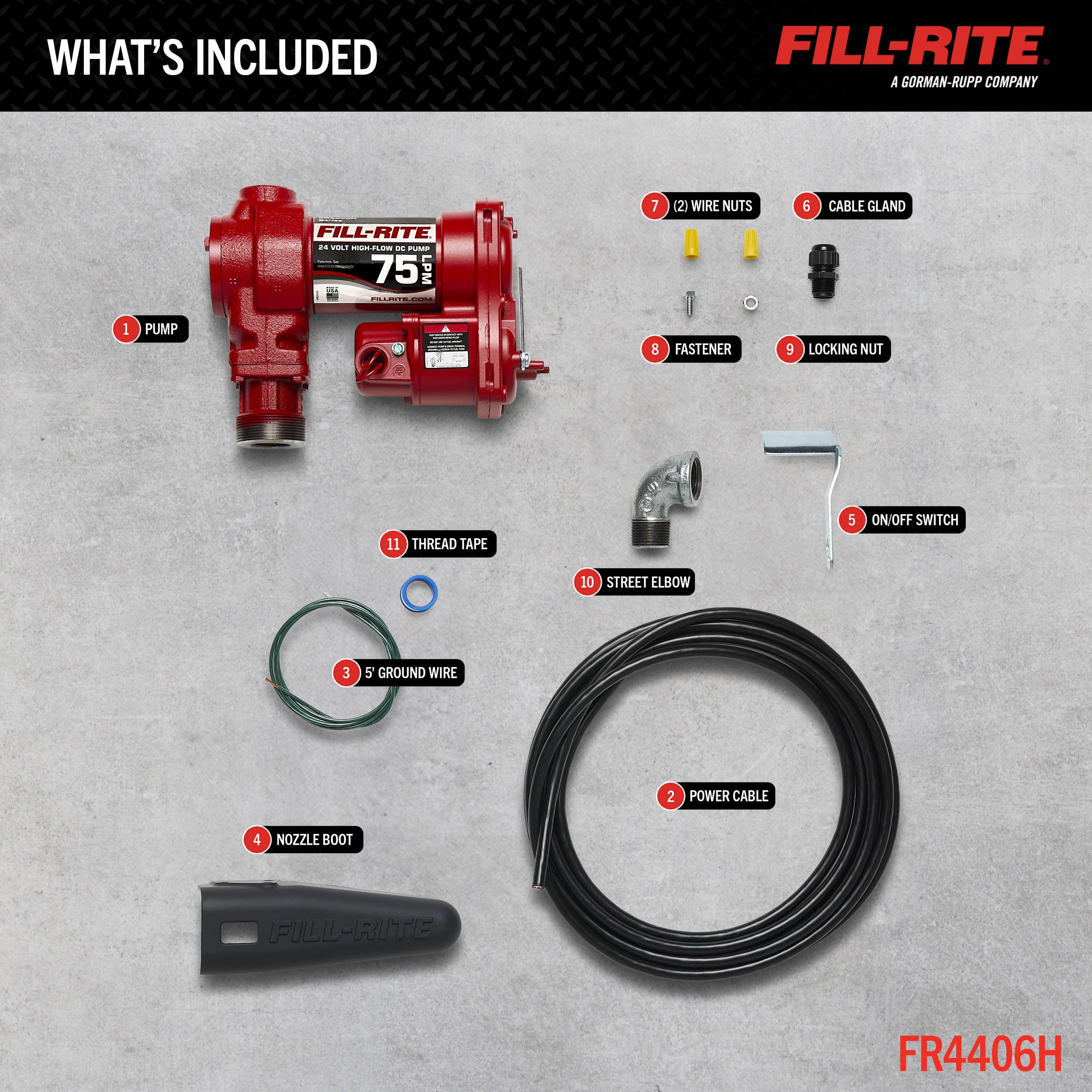 24V Fill-Rite FR4406H 20 GPM Fuel Transfer Pump (Pump Only)