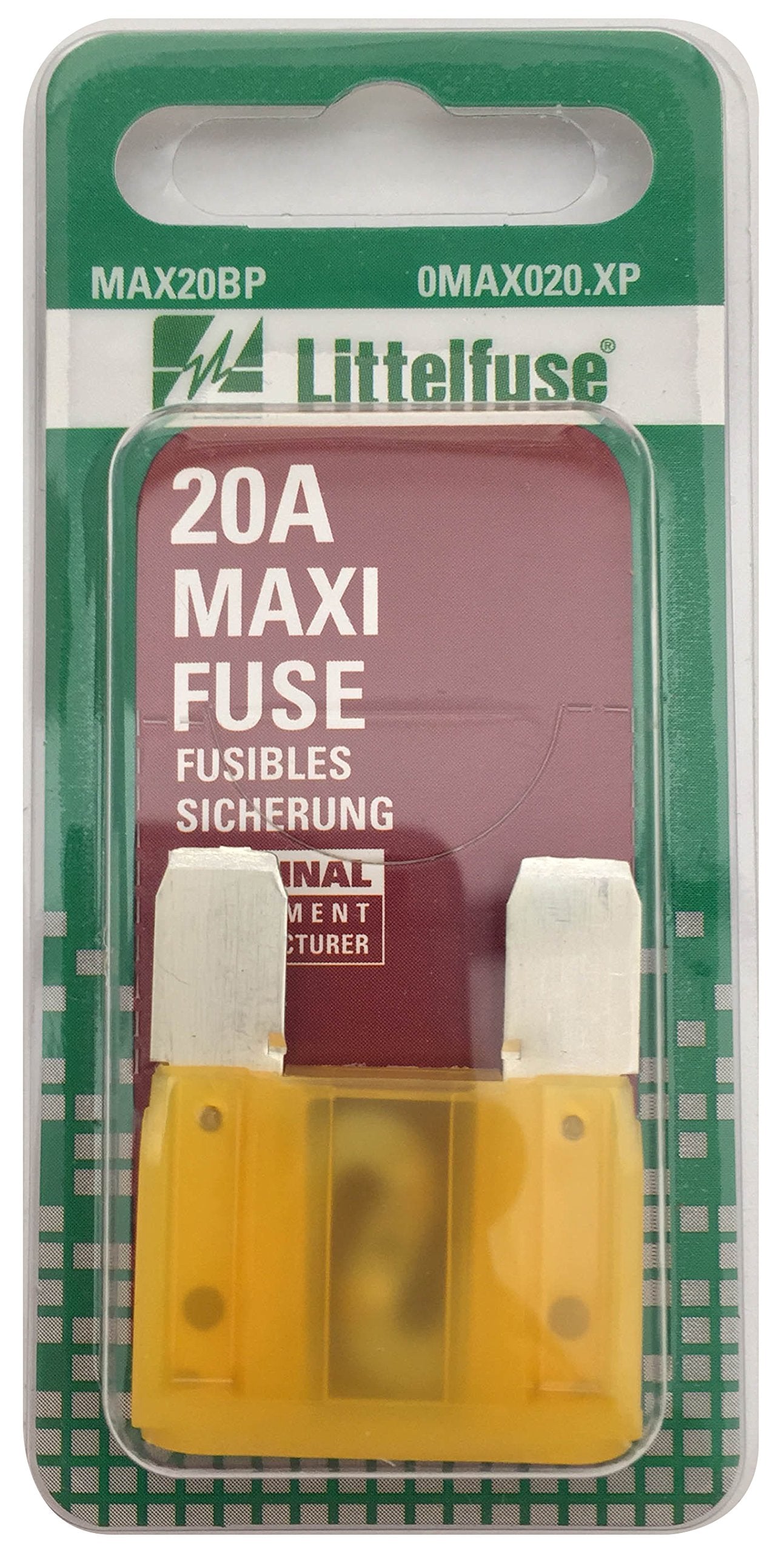 MAXI Littelfuse 0MAX020.XP 32 Volt 20 Amp Carded Fuse