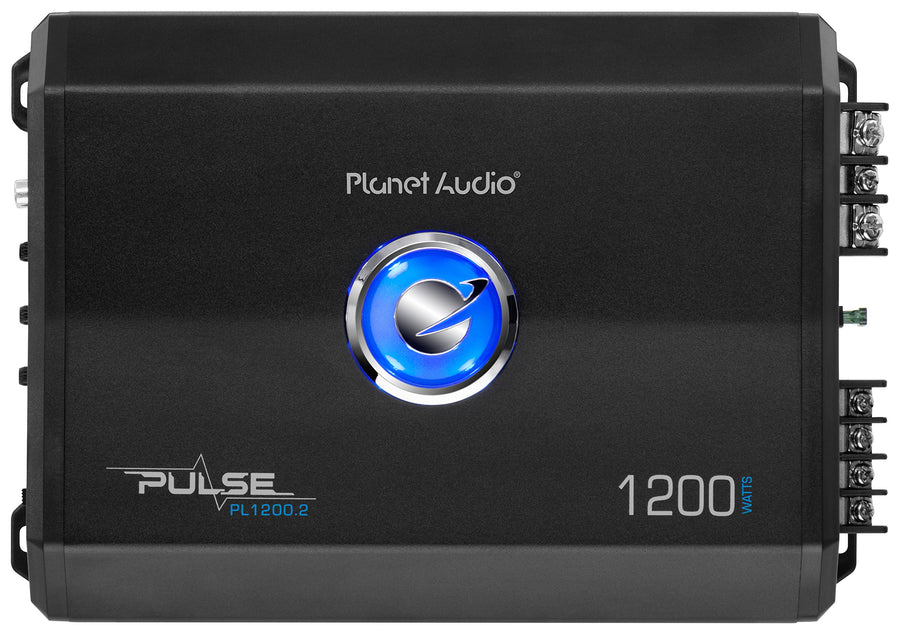 Planet Audio 2 Channel PL1200.2 Car Amplifier - 1200 Watts, Full Range, Class A/B, 2/8 Ohm Stable, Mosfet Power Supply, Bridgeable