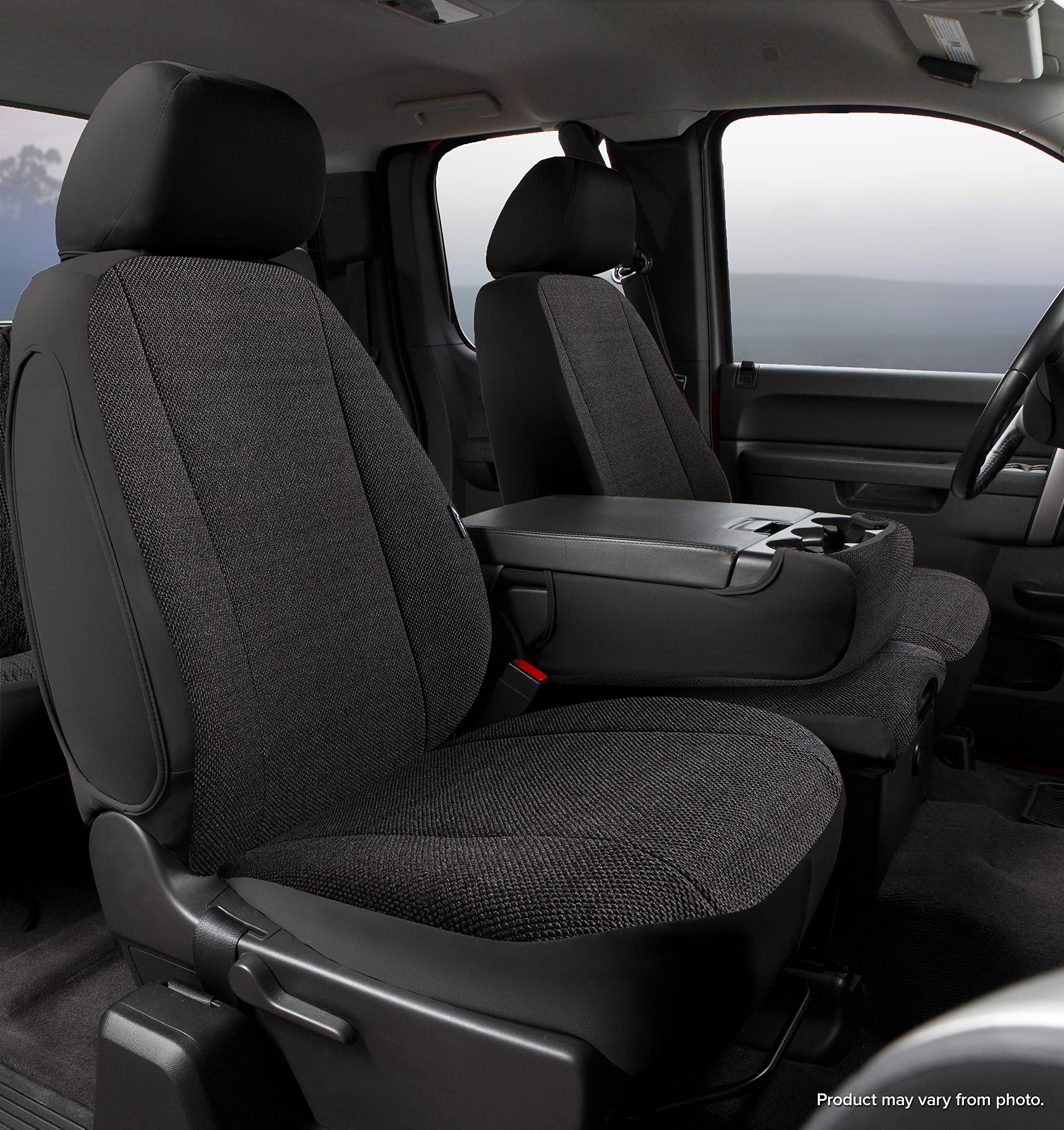 Fia Black TRS47-43 Custom Fit Front Seat Cover Split Seat 40/20/40 - Saddle Blanket (Solid Black)