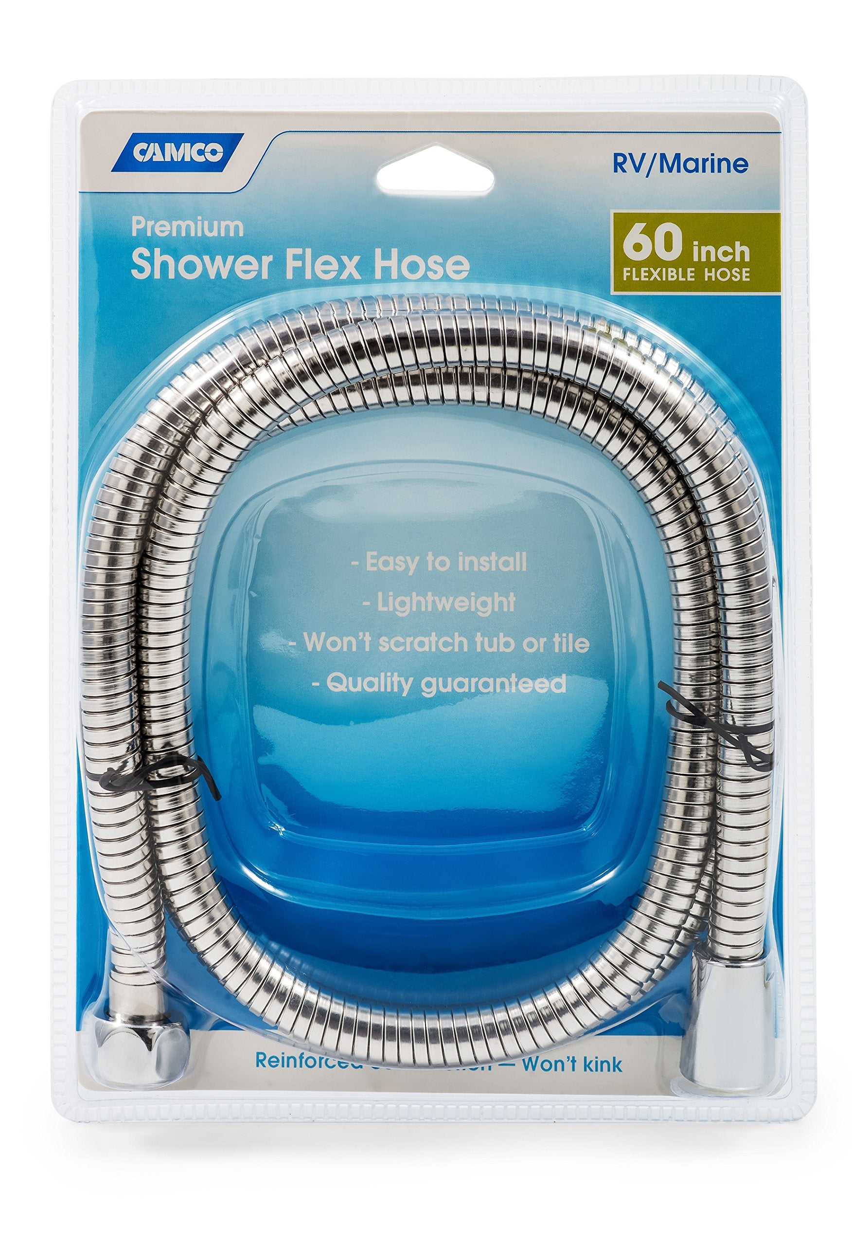 60" Camco Replacement RV/Marine Flexible Shower Head Hose (Chrome)
