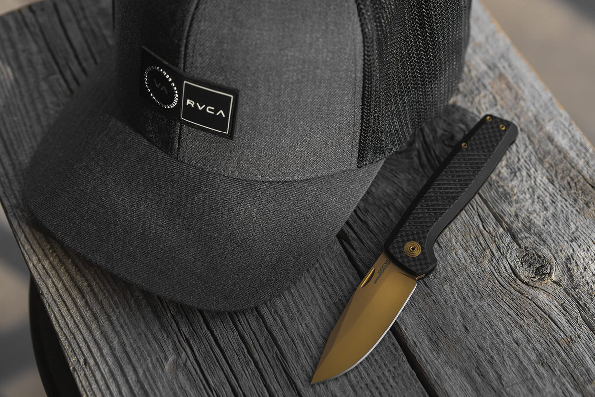 SOG Lightweight Terminus SJ LTE Everyday Carry Ambidextrous S35VN Steel 2.9" Sharp Blade Folding Knife | Slip Joint, Carbon/Gold