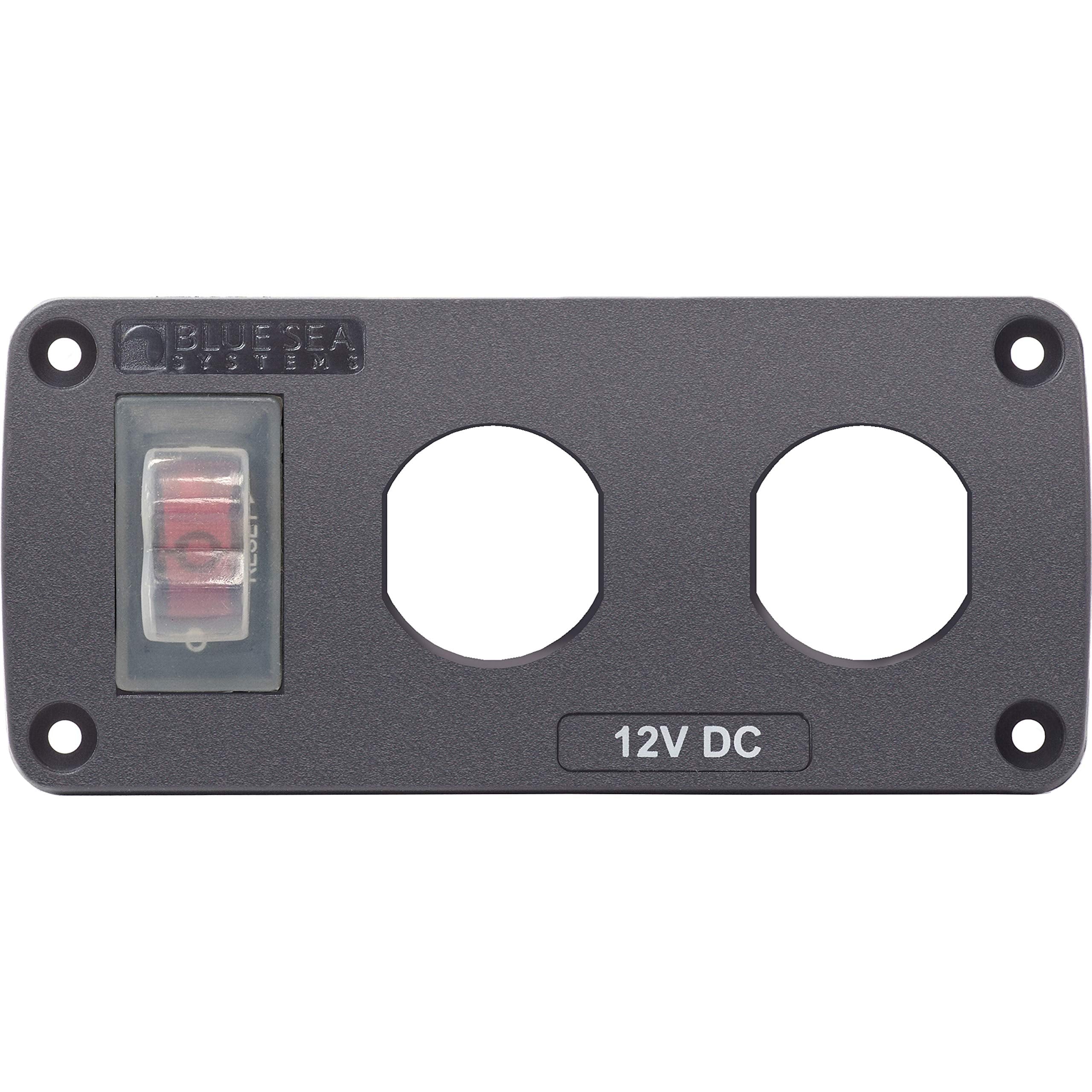 Water-Resistant Blue Sea Systems Accessory Panel, 15A Circuit Breaker, 2 Blank Apertures