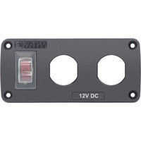 Water-Resistant Blue Sea Systems Accessory Panel, 15A Circuit Breaker, 2 Blank Apertures