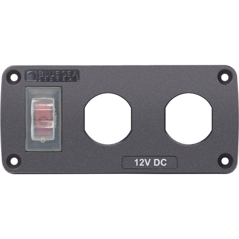 Water-Resistant Blue Sea Systems Accessory Panel, 15A Circuit Breaker, 2 Blank Apertures