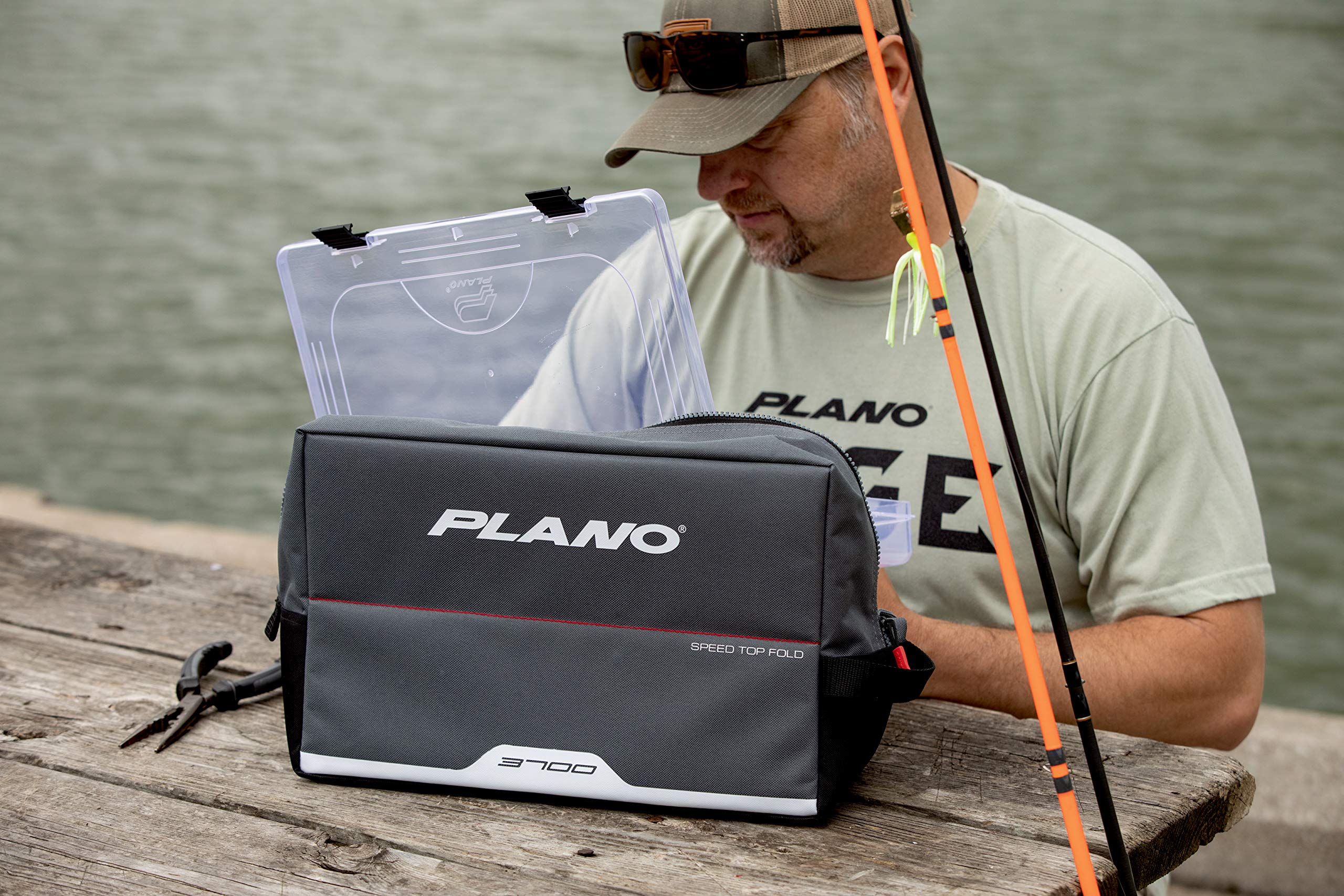 Plano 3700 Weekend Series Fold-Down Speedbag, Gray Fabric, Includes 2 3700 Stowaway Utility Boxes, Fishing Tackle Soft Storage Bag, MOLLE Attachment Panel