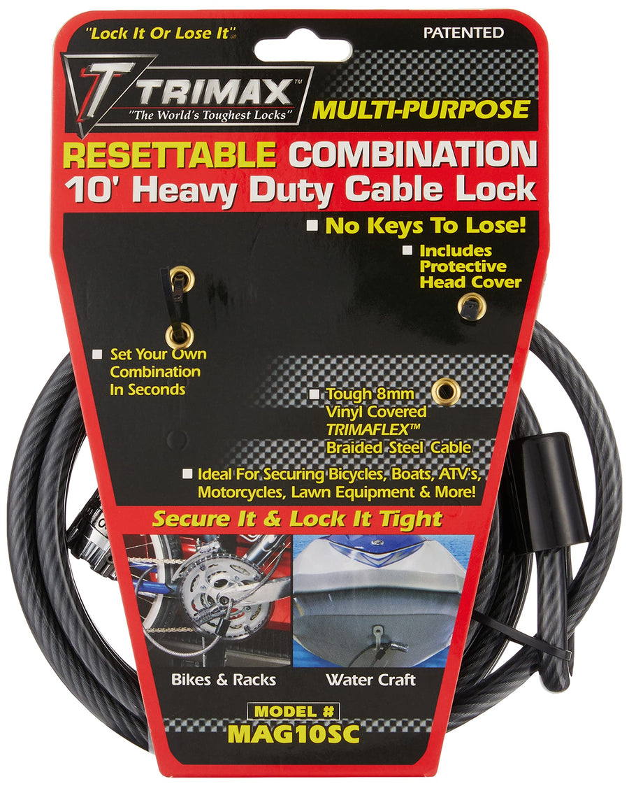 10ft Trimax MAG10SC Combination Cable Lock