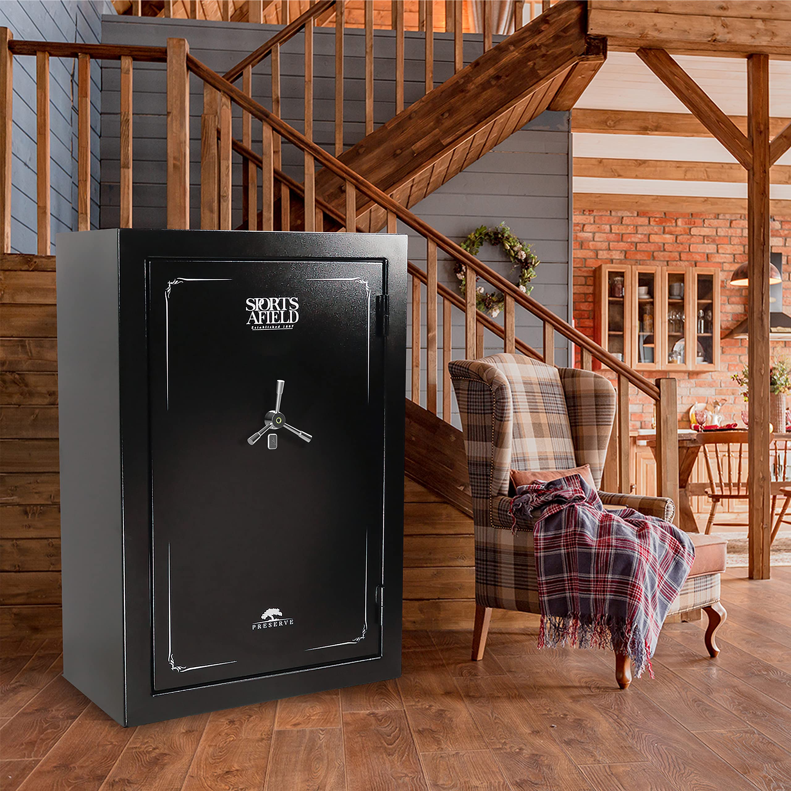 40-Gun Biometric Fire and Waterproof Gun Safe, Preserve Black