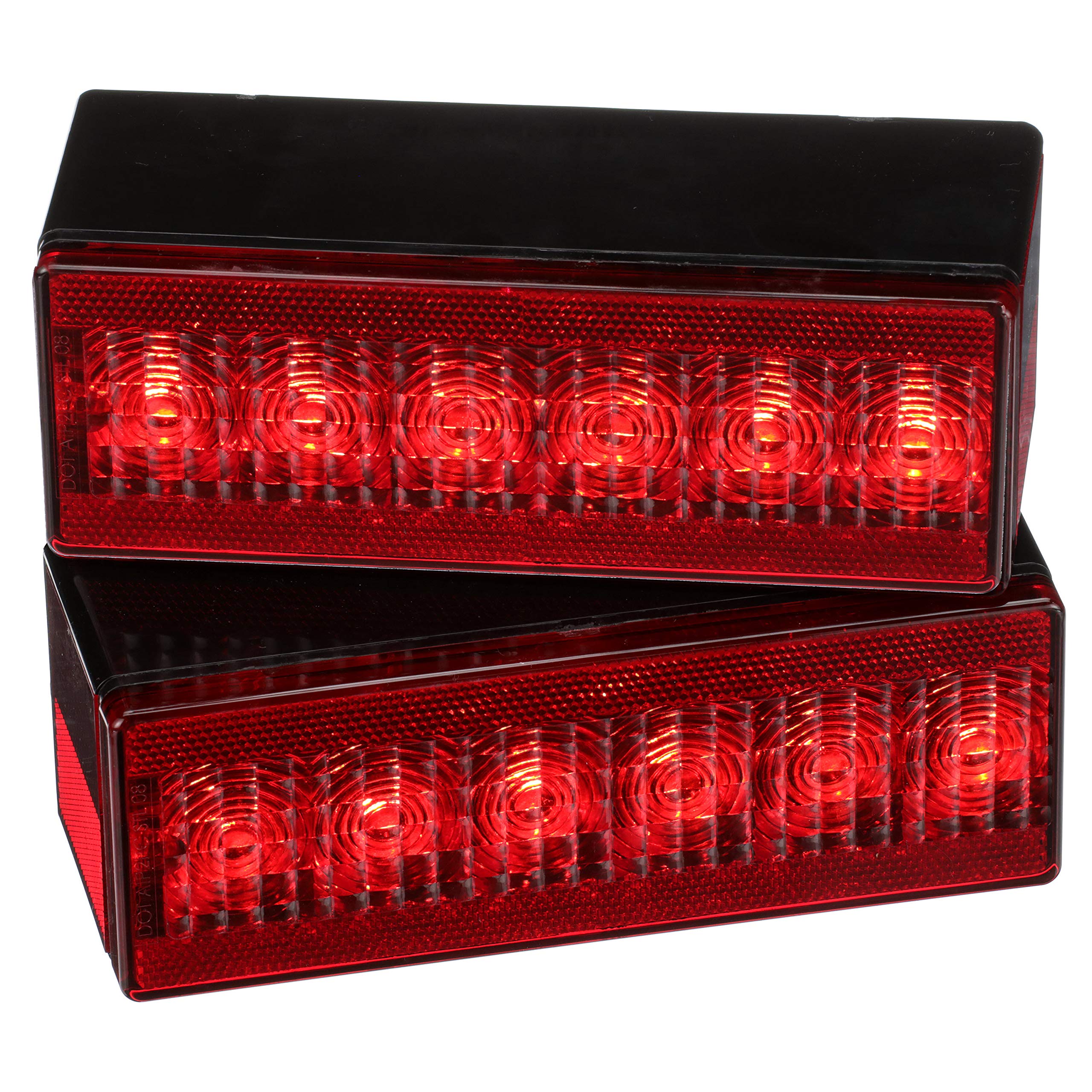 LED Low-Profile Trailer Light Kit Attwood 14064-7 — 2 Stop/Tail/Turn Submersible LED Lights, License Plate Bracket, Wiring Harness