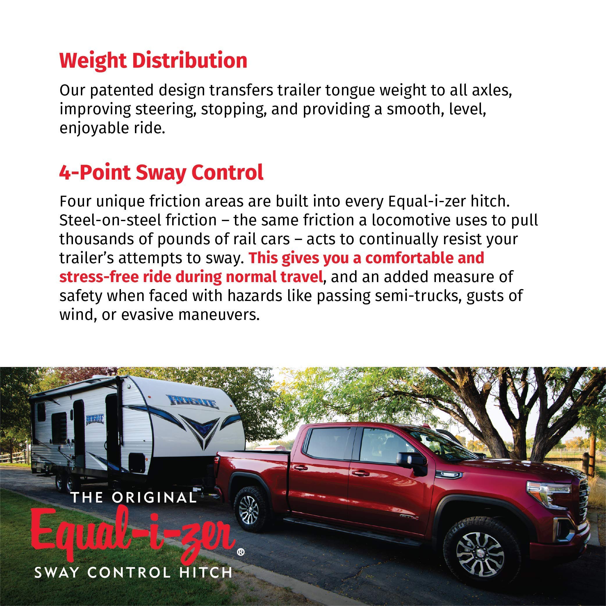 Equal-i-zer Sway Control 4-point Hitch, 90-00-0400, 4,000 Lbs Trailer Weight Rating, 400 Lbs Tongue Weight Rating, Weight Distribution Kit Includes Standard Hitch Shank, Ball NOT Included