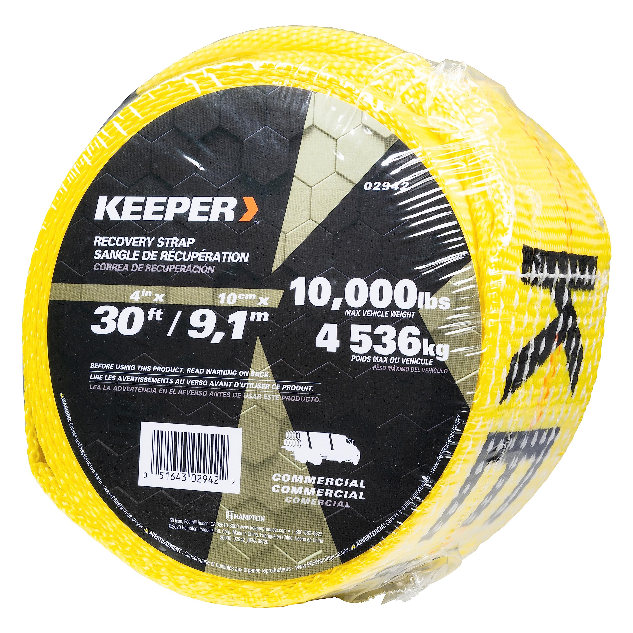 Tow Straps Keeper Heavy Duty with Loops - 4" x 30' Recovery Strap, 20,000 lbs Break Strength - Towing Strap for Cars, Trucks, and SUVs